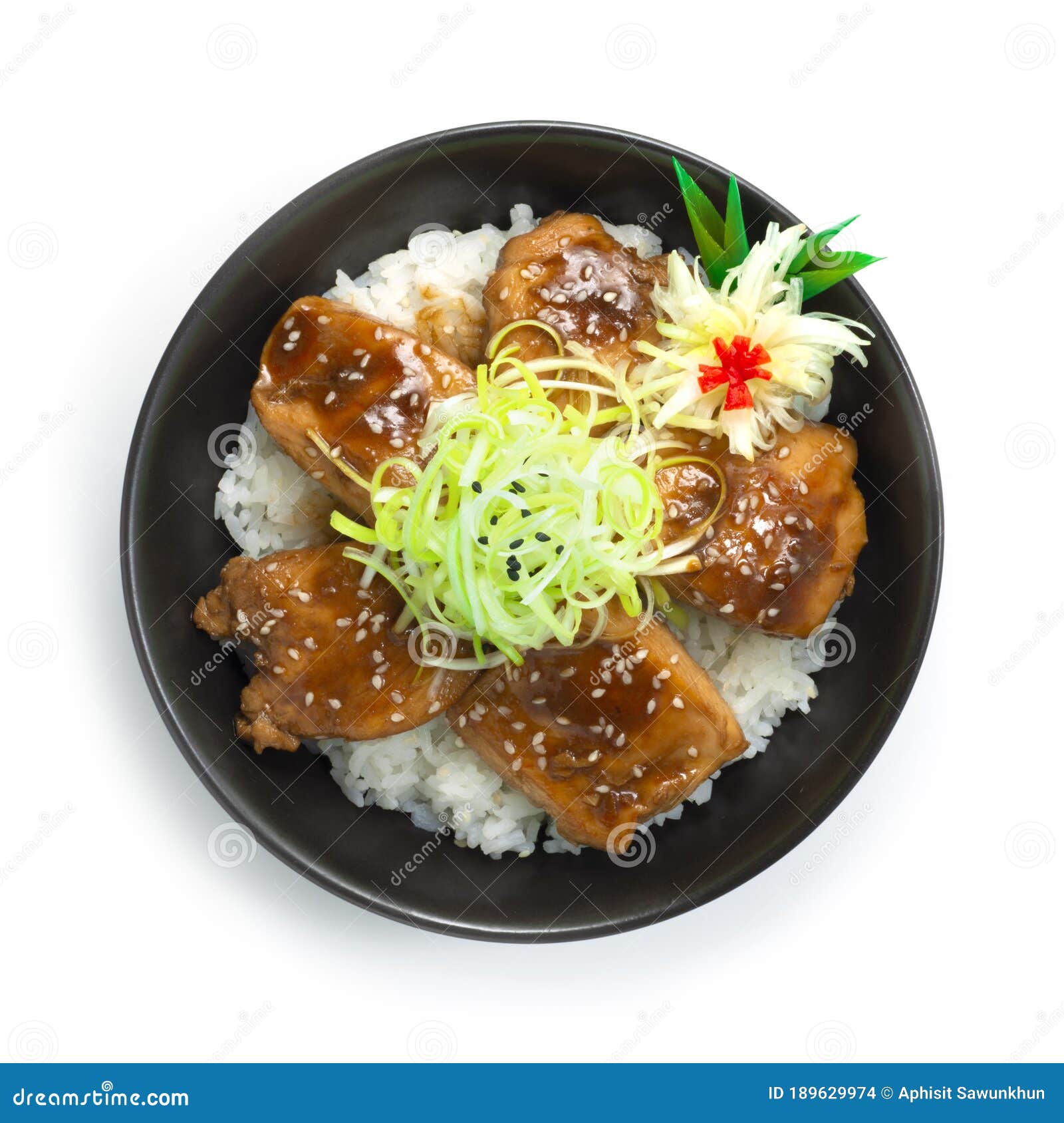 Yakitori Don Ontop Leek Slice Sprinkle Sesame Chicken Teriyai Sauce on Rice  Recipe Japanese Food Stock Photo - Image of japanese, oriental: 189629974
