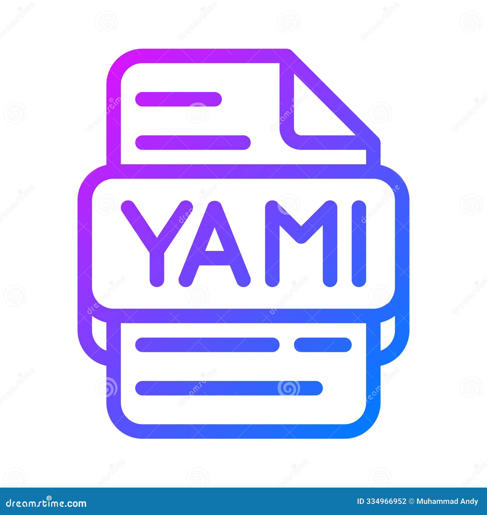 yaml document format file type icon. gradient icons for storage and database.  