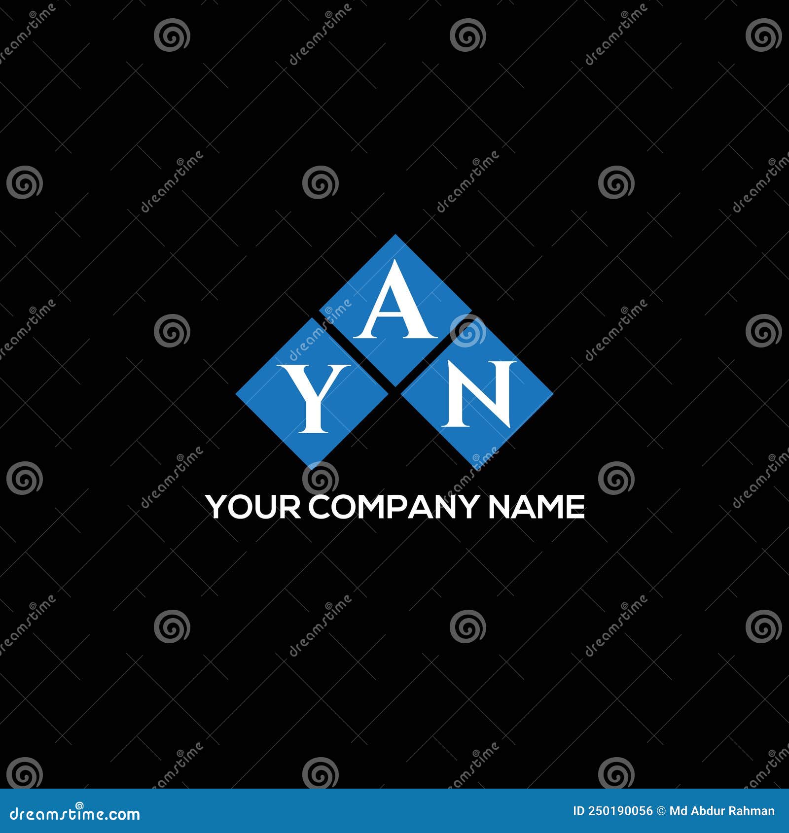 YAN Letter Logo Design on BLACK Background. YAN Creative Initials