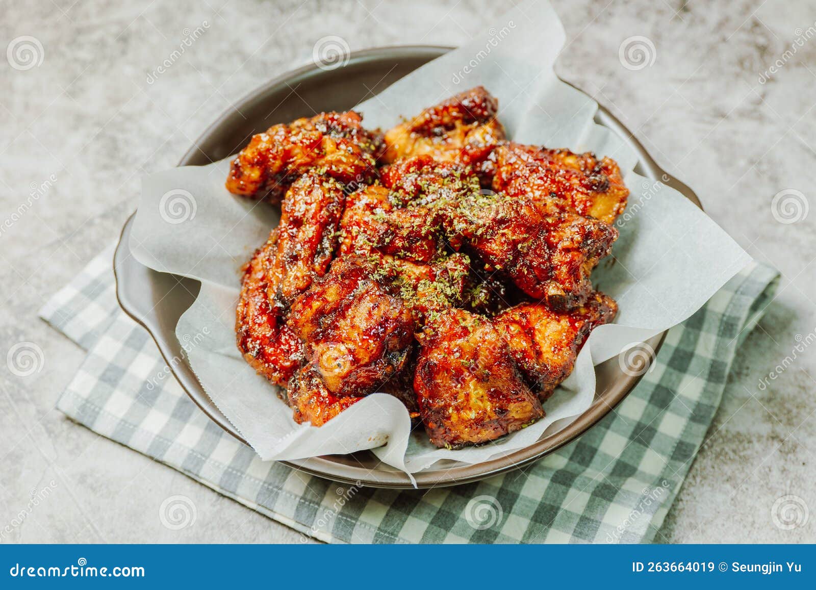 Yangnyeom Chicken, Korean Style Seasoned Fried Chicken Stock Image