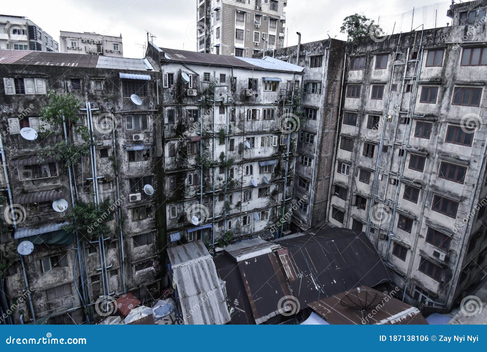 Crowded Apartments in Yangon, Myanmar Editorial Photo Image of build