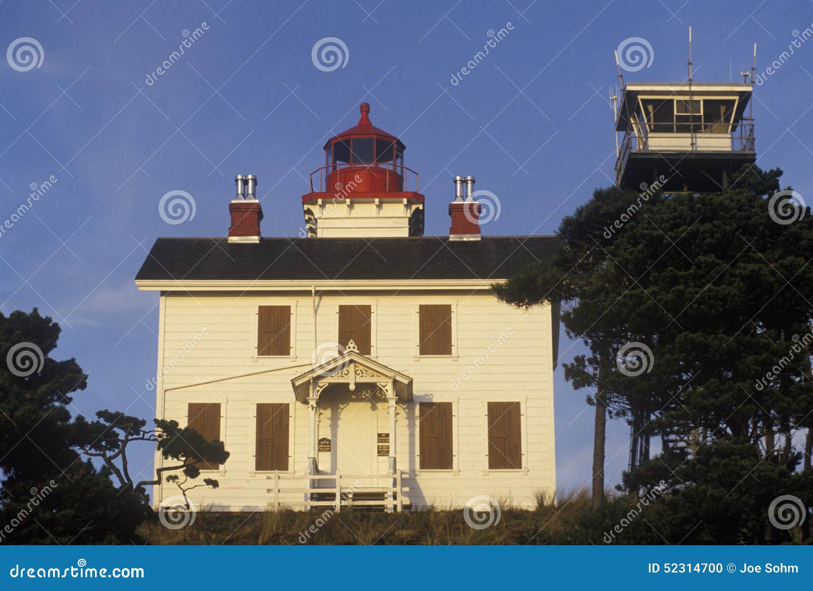 Yaquina Bay Lighthouse in Newport, or Stock Photo Image of tourism