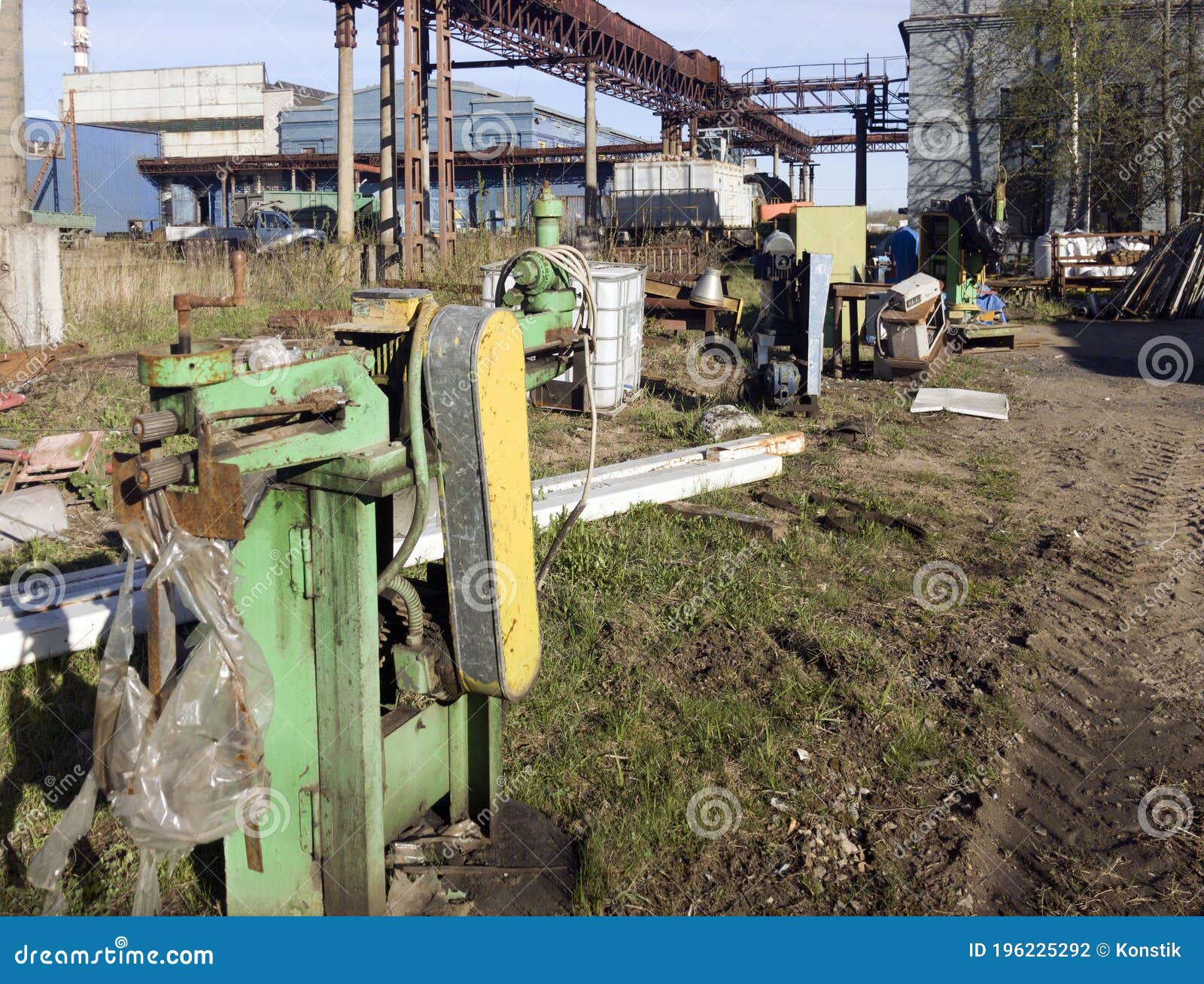 The Yard of an Industrial Enterprise. Old Industrial Equipment Stock