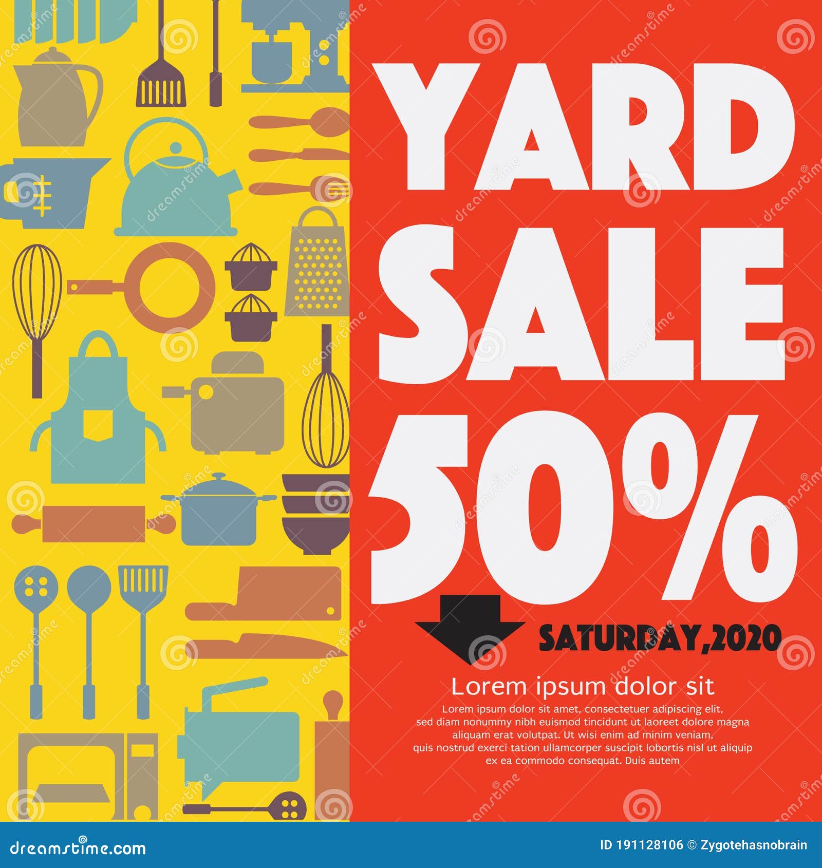 Yard Sale 50 Percent Kitchen Equipment Concept Vector Stock Vector Illustration of equipment