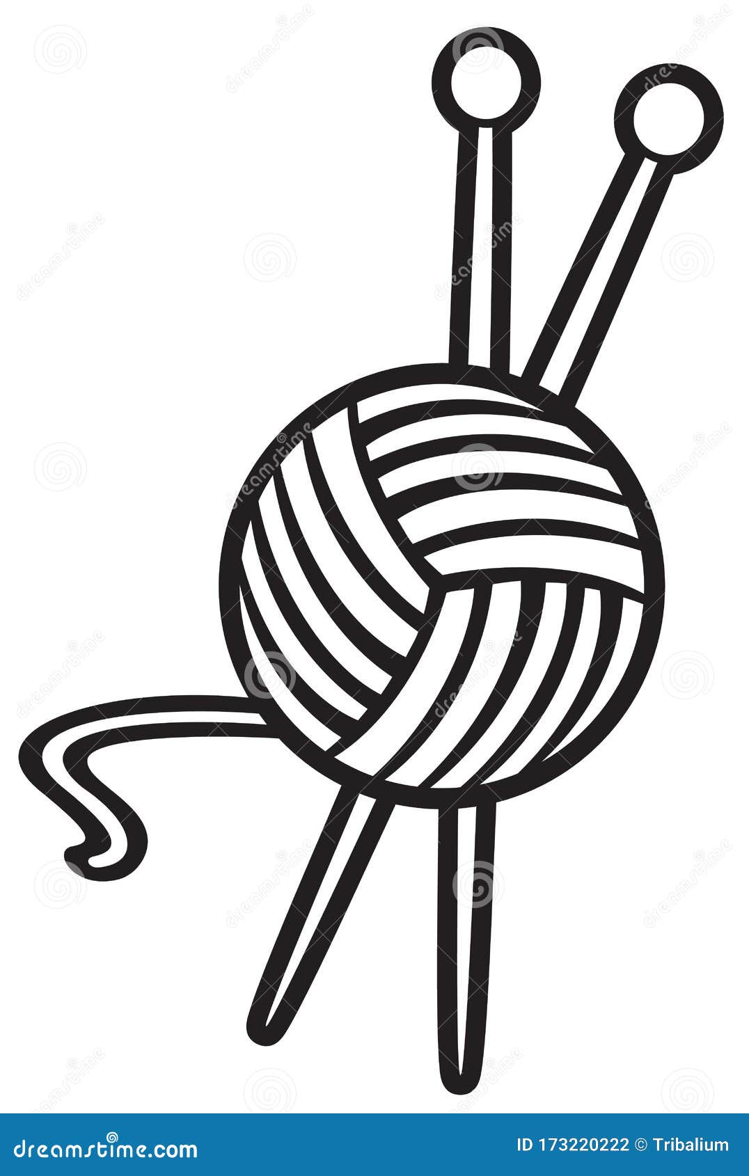 Yarn Ball and Knitting Needles Stock Illustration Illustration of homemade, creativity 173220222