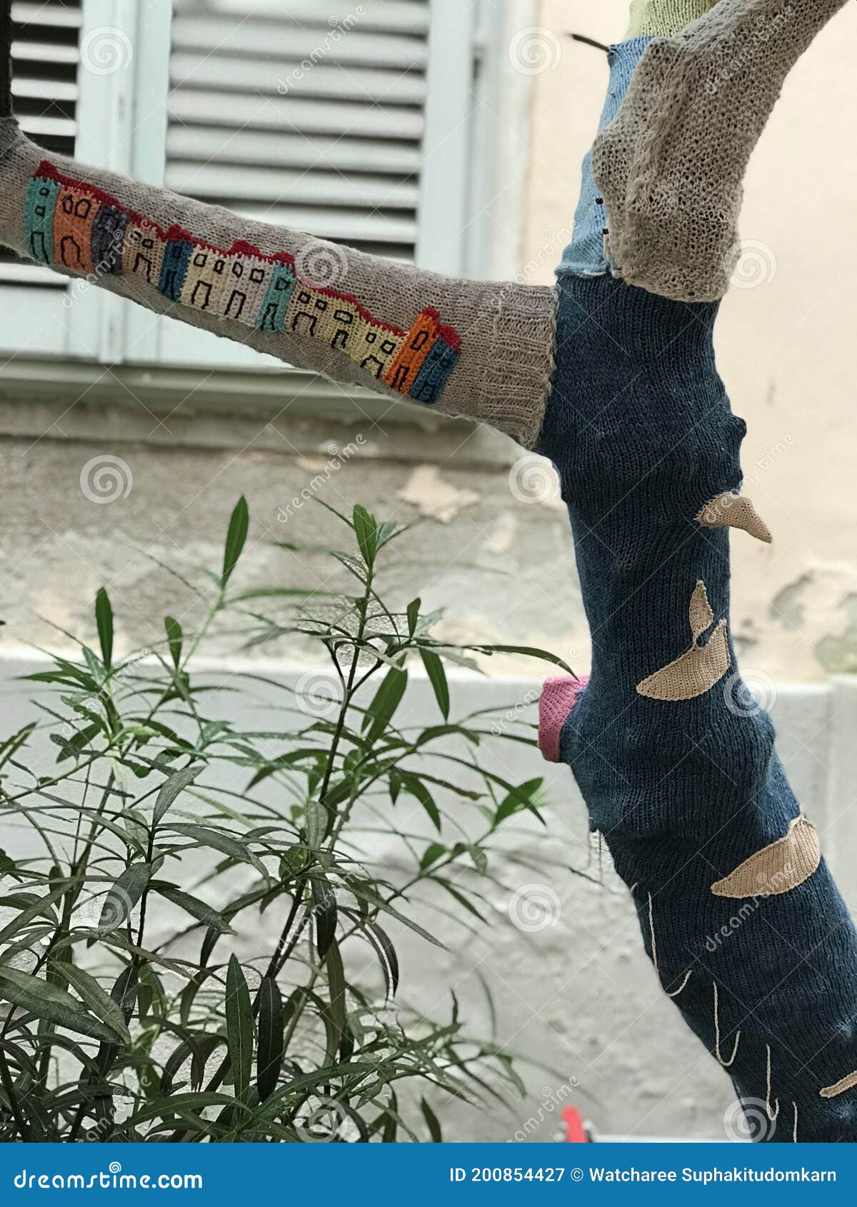 Yarn Bombing for the Tree in Slovenia. Stock Image Image of europe