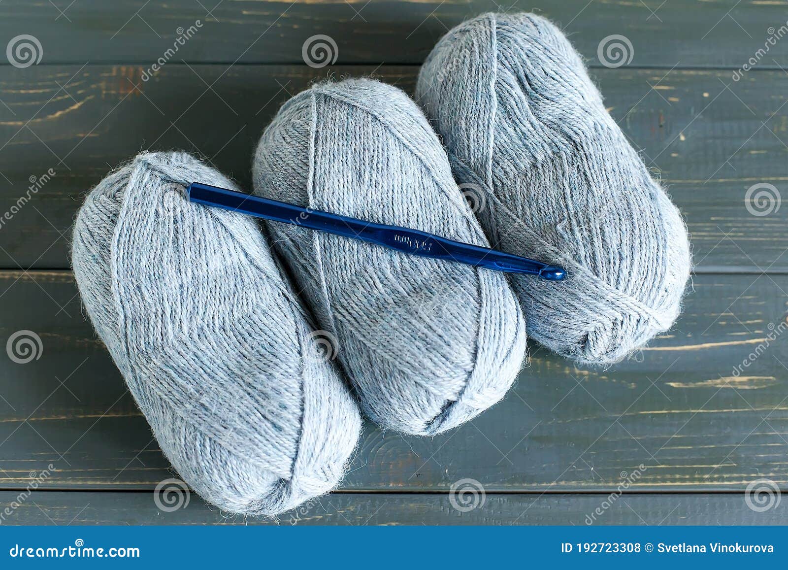 Yarn and Crochet Hook on a Wooden Table Closeup Stock Photo Image of