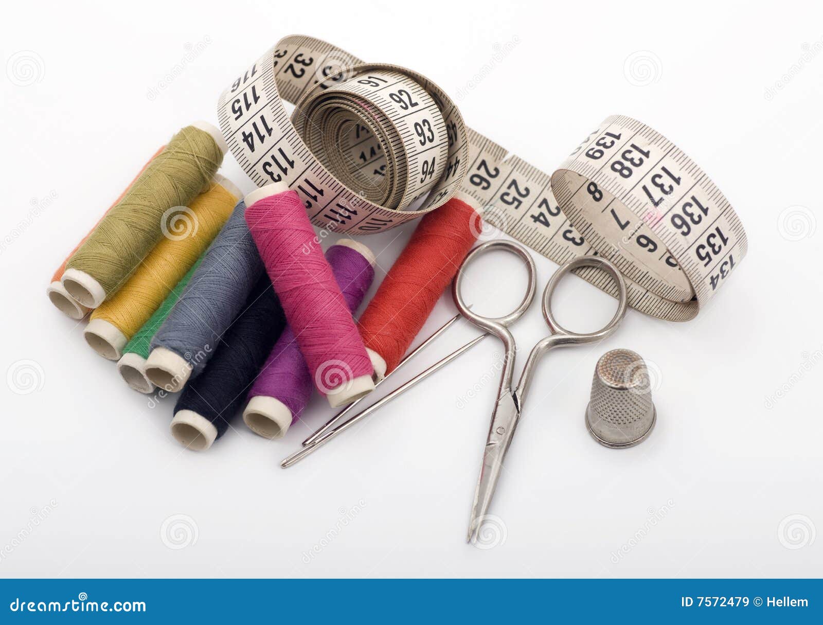 Yarn, Needles, Scissor and Thimble Stock Image - Image of needlework ...