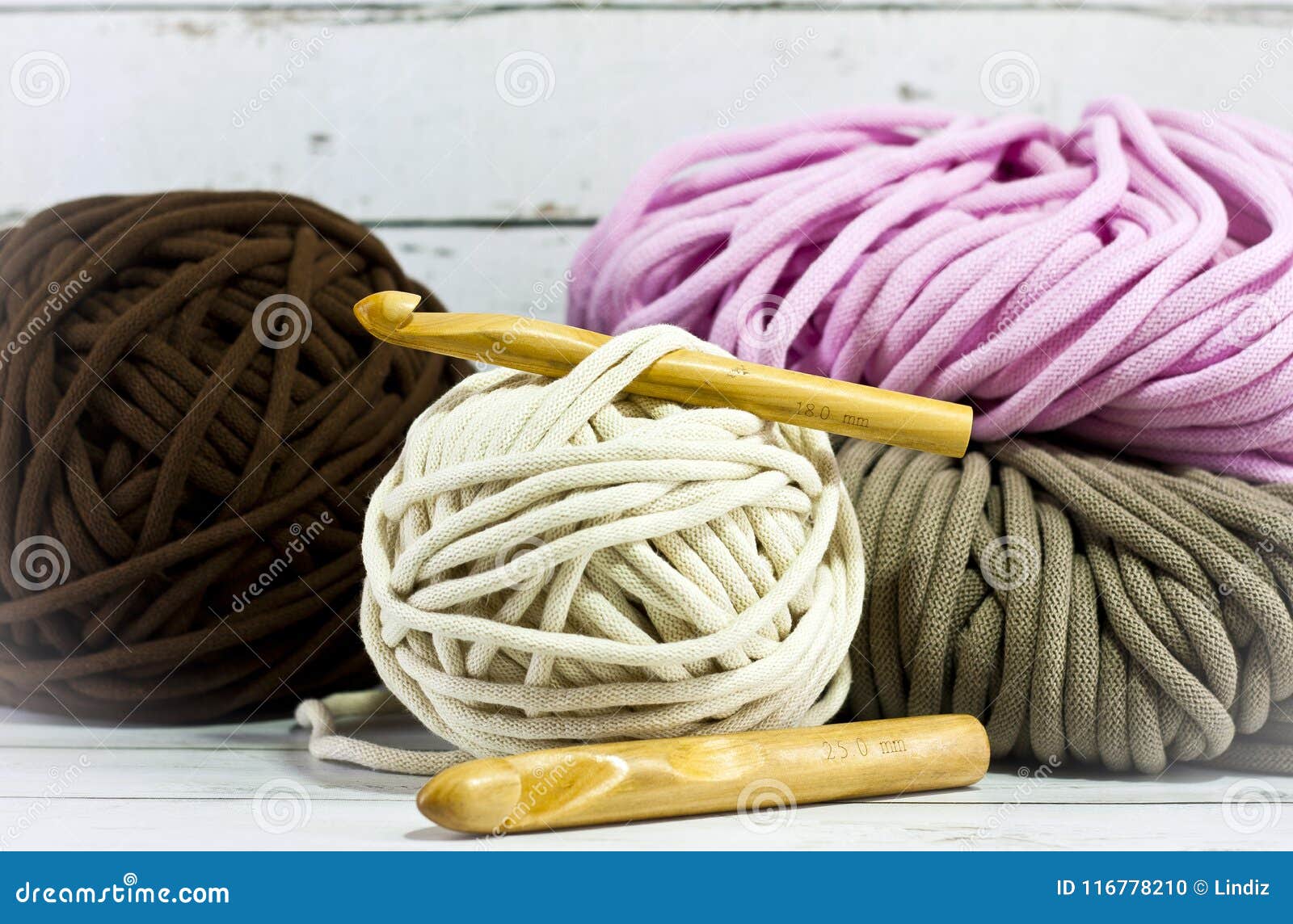 Yarns in Basket with Crochet Hooks in Harmonious Colors. Knitting, Crocheting  Supplies. Stock Photo - Image of design, hand: 116778210