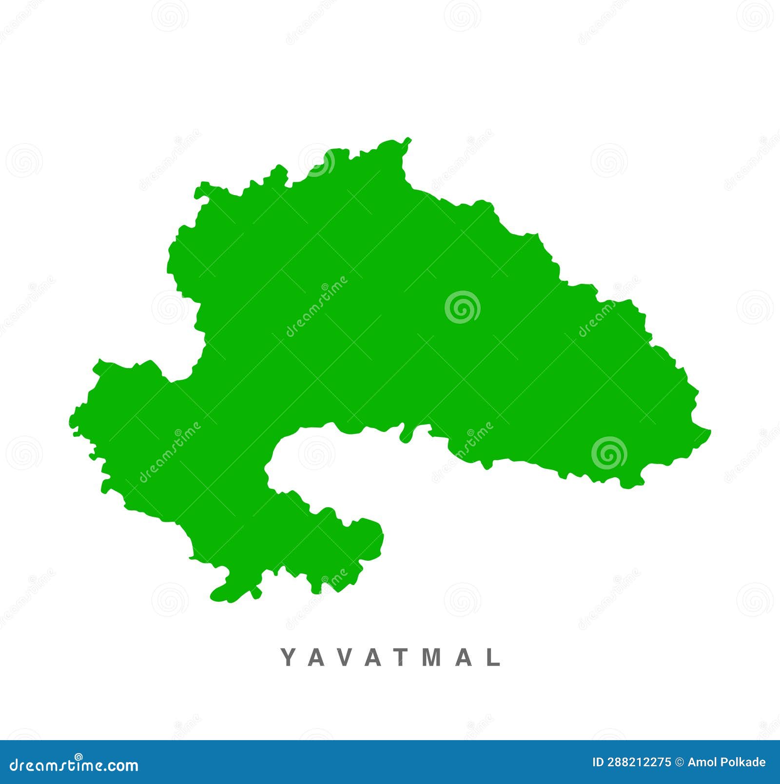 Yavatmal the Dist of Maharashtra Green Vector Map Illustration Stock