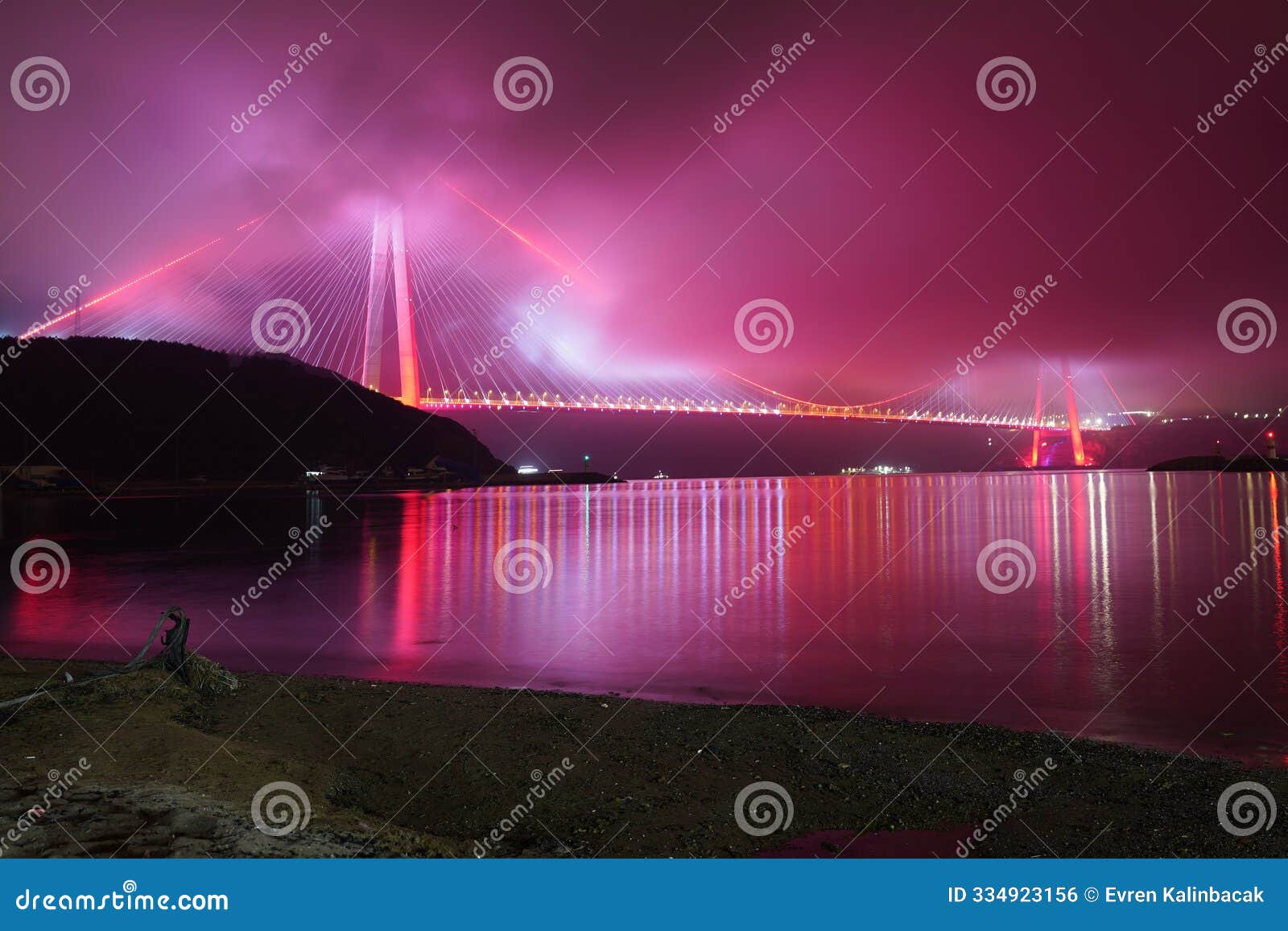 yavuz sultan selim bridge under fog in istanbul, turkiye