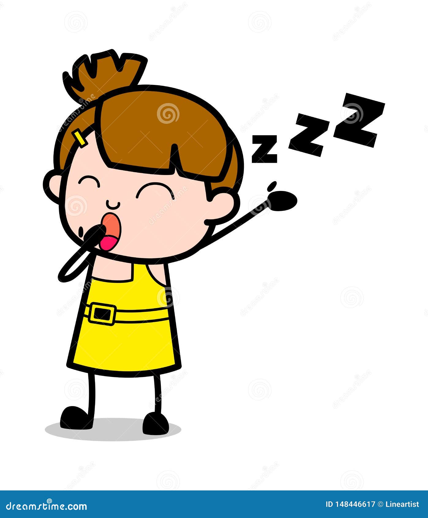 Yawning - Cute Girl Cartoon Character Vector Illustration Stock  Illustration - Illustration of innocent, teenager: 148446617