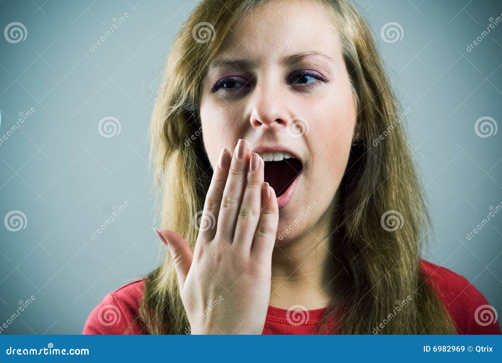 Yawning girl. stock image. Image of close, mouth, caucasian 6982969