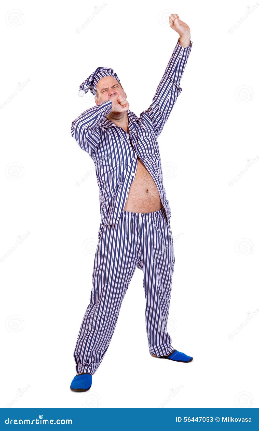 Yawning man in pajamas stock image. Image of sleeping - 56447053