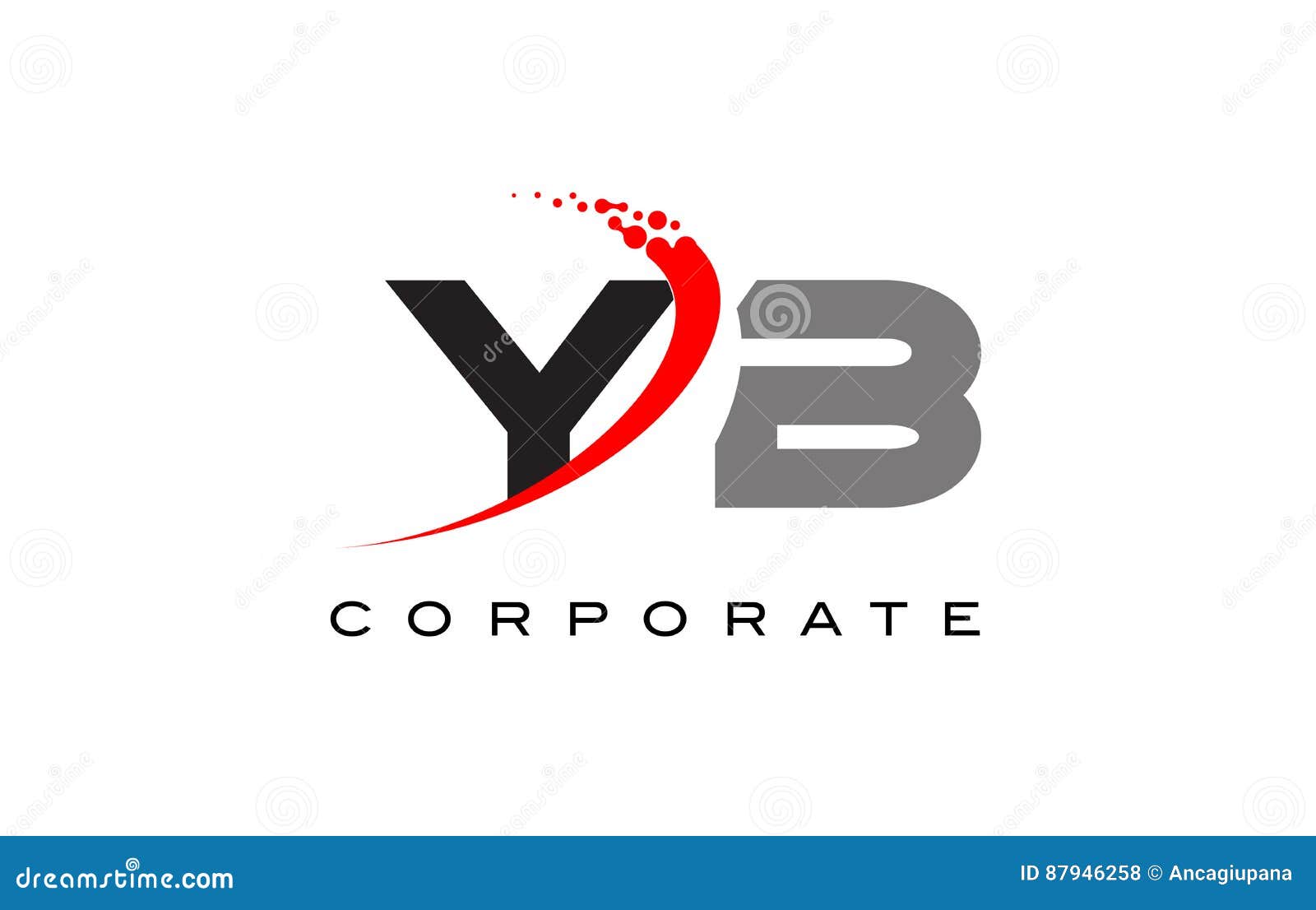 YB Modern Letter Logo Design with Swoosh Stock Vector - Illustration of