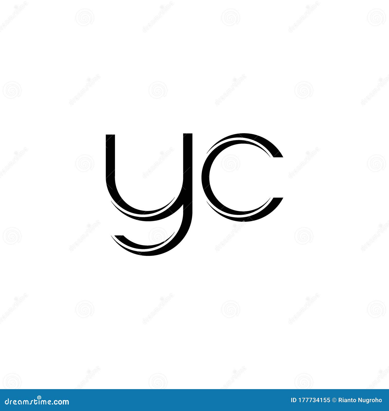 YC Logo Monogram with Slice Rounded Modern Design Template Stock Vector