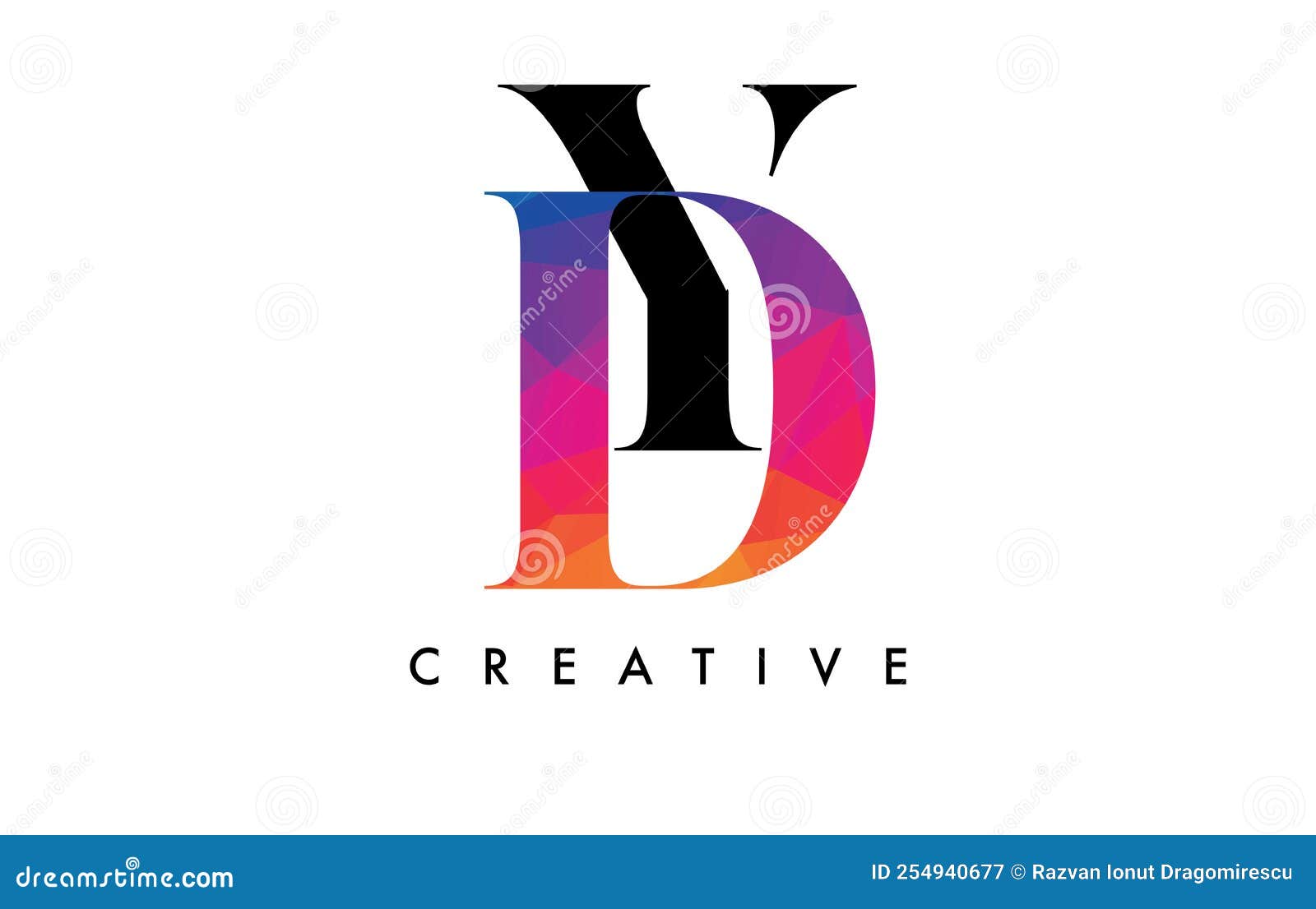 YD Letter Design with Creative Cut and Colorful Rainbow Texture Stock ...