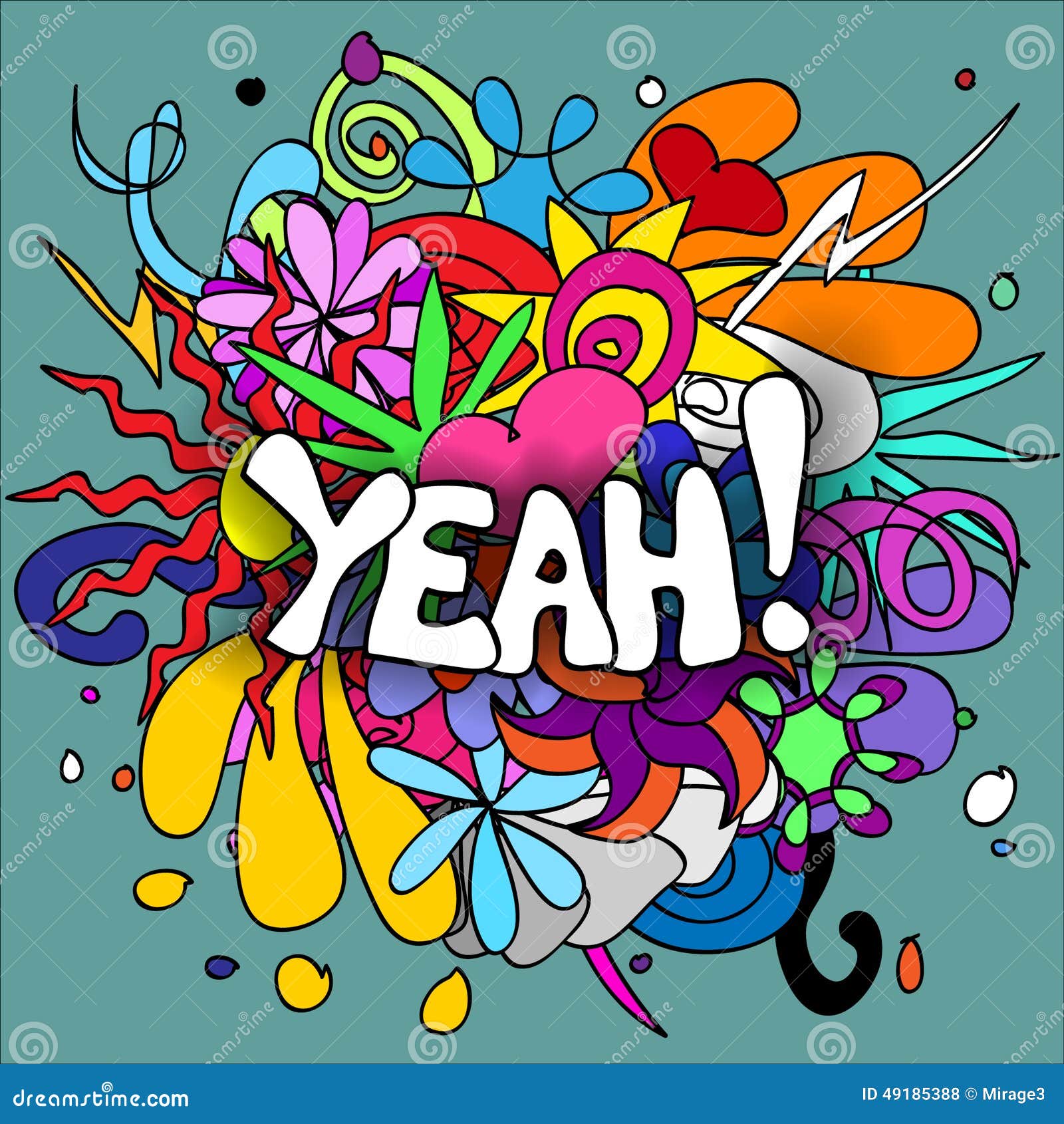 Yeah doodles stock vector. Illustration of hippy, design - 49185388