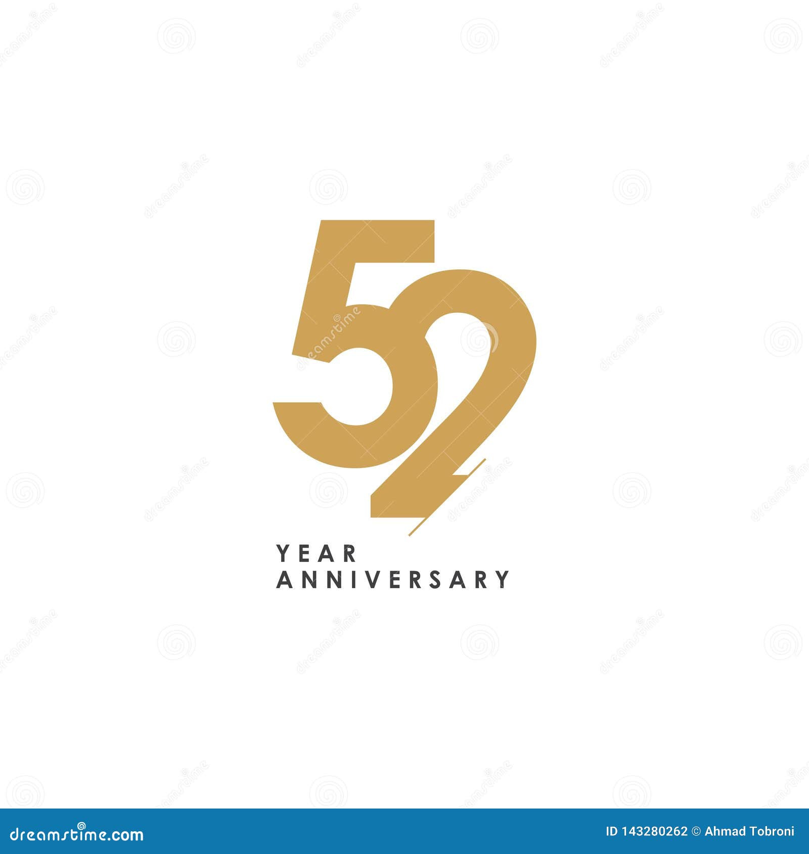 52 Year Anniversary Logo Vector Template Design Illustration Stock ...