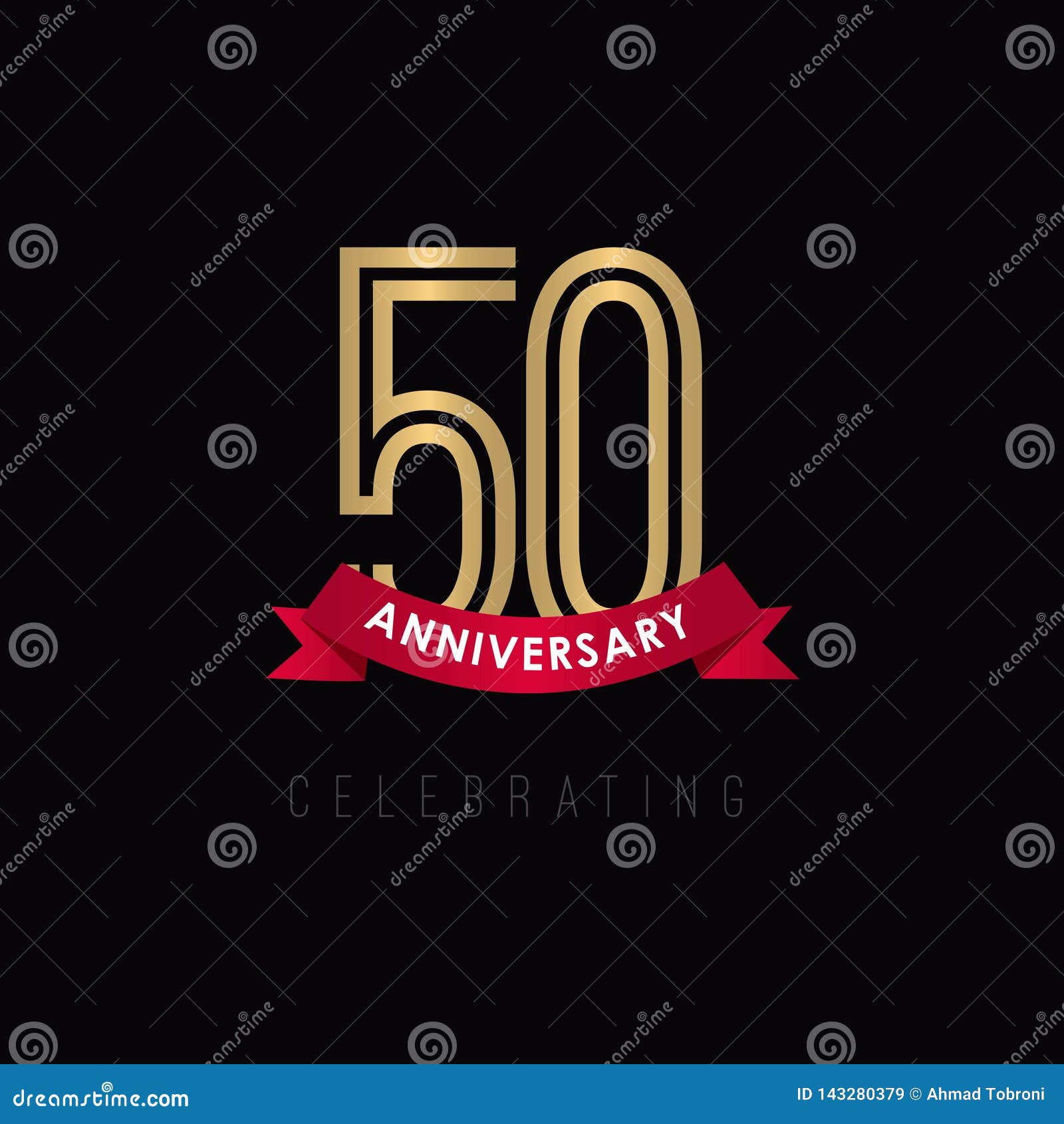 50 Year Anniversary Luxury Gold Black Logo Vector Template Design ...