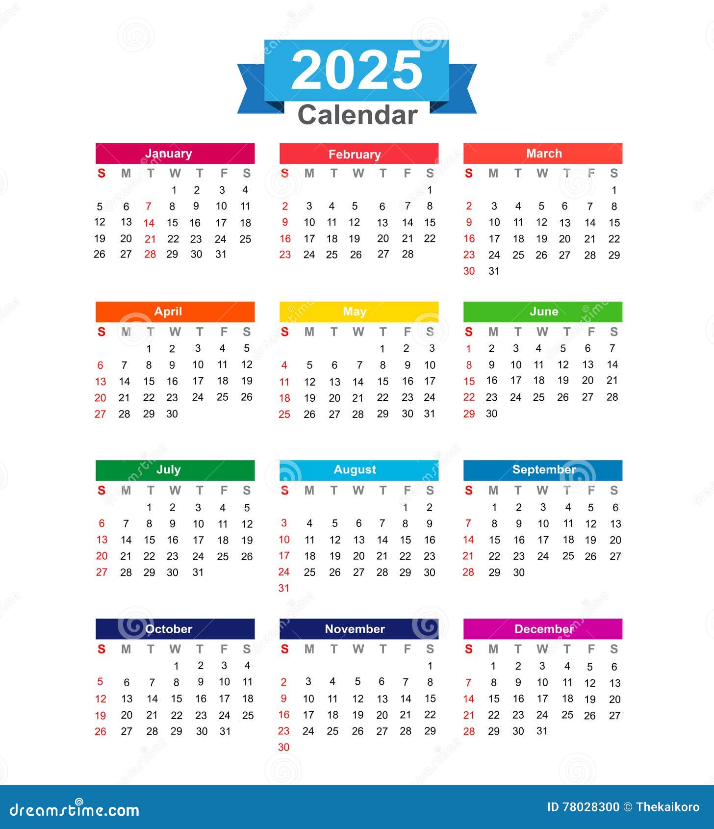 2025-year-calendar-isolated-on-white-background-vector-illustration-stock-vector-illustration