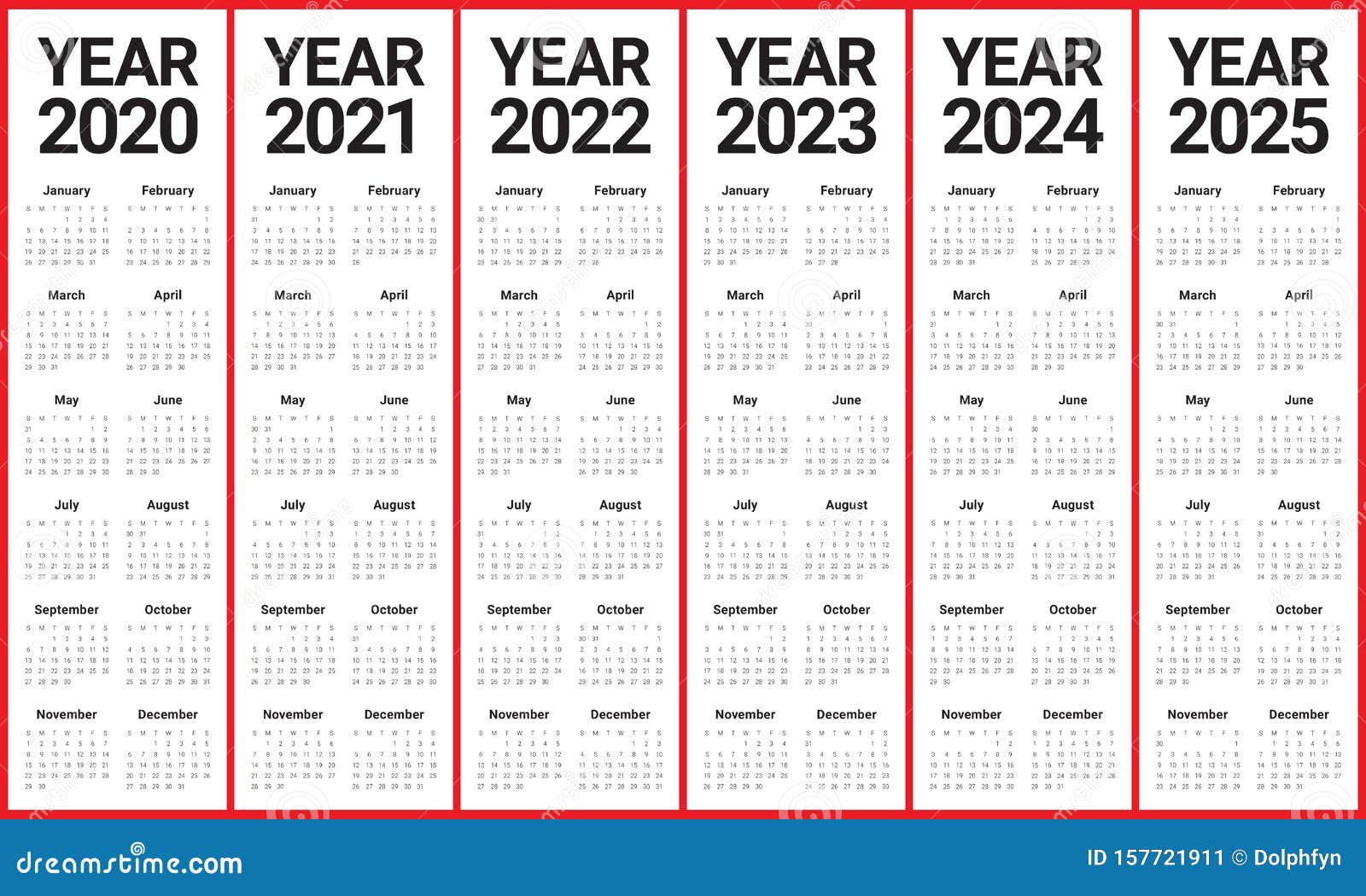 5 Year Calendar 2021 To 2025 | Lunar Calendar