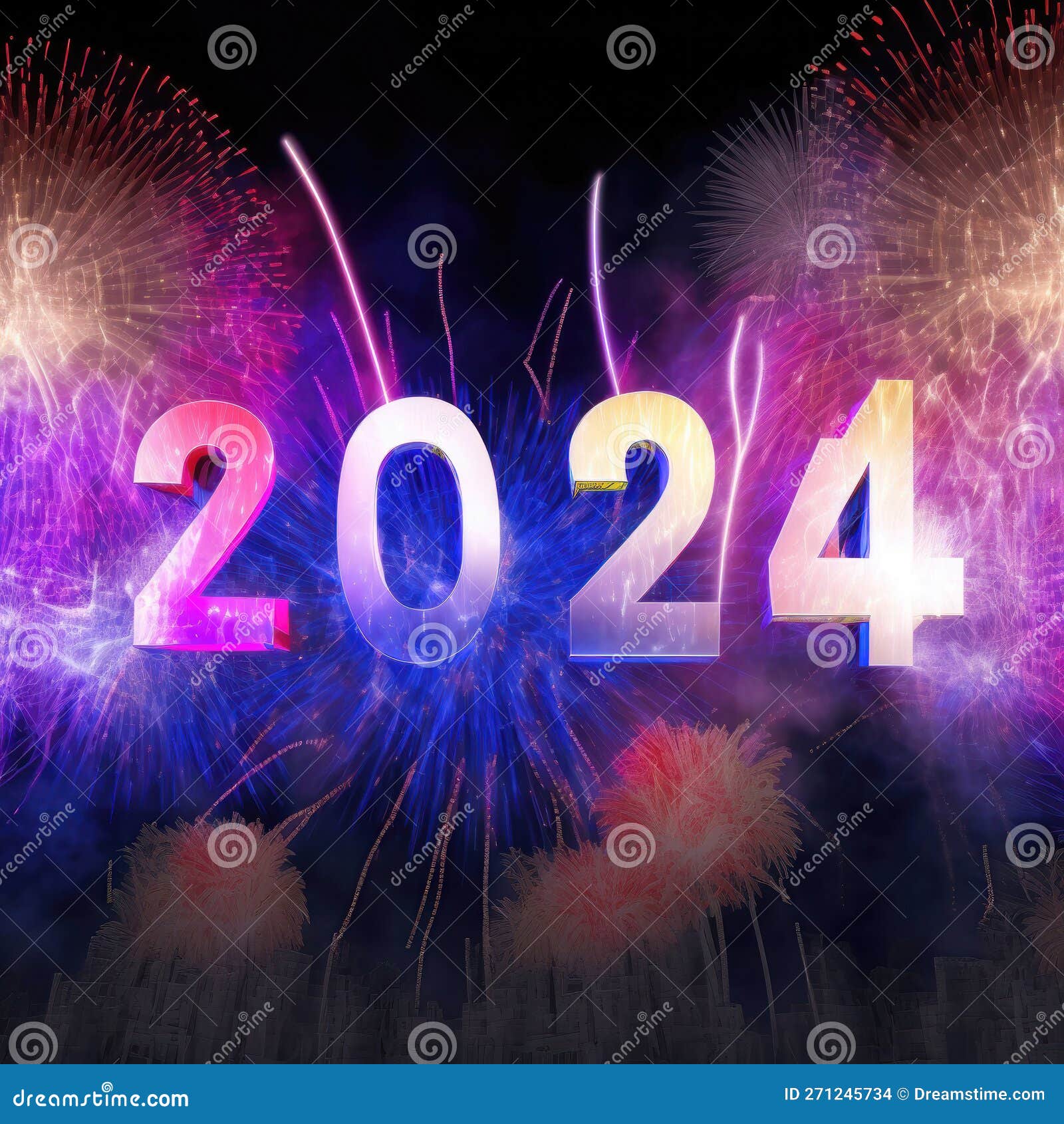 2024: a Year of Celebration and Numerical Significance. Happy New Year 2024.  Generative Ai Stock Illustration - Illustration of vector, background:  271245734