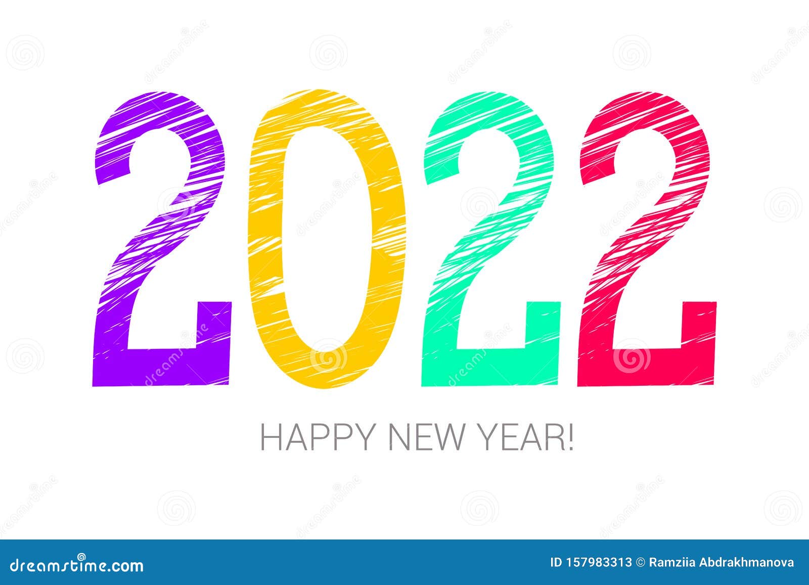 2022 Year Colorful Symbol. Happy New Year. Banner, Card