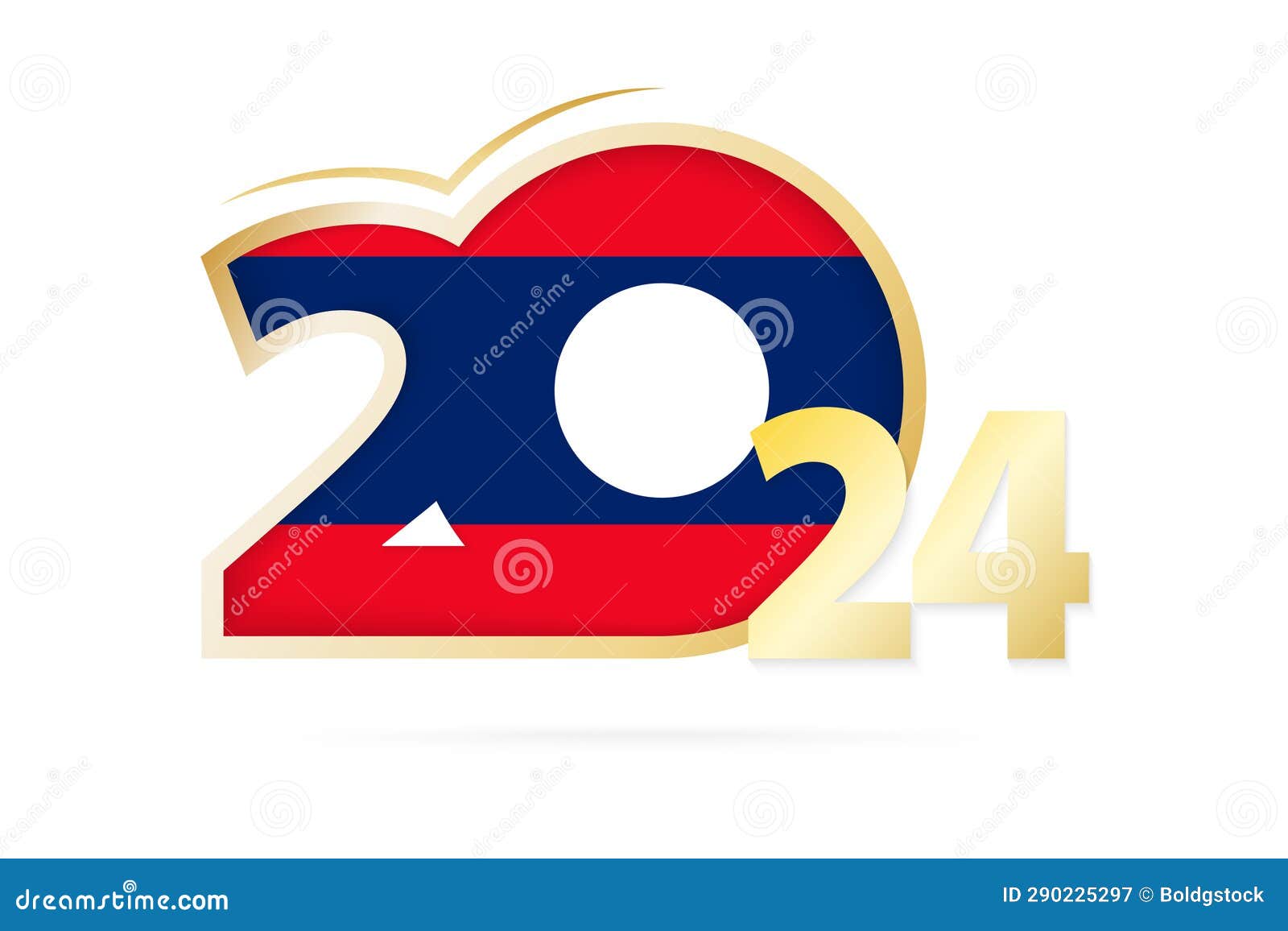 Year 2024 with Laos Flag Pattern Stock Vector - Illustration of laos