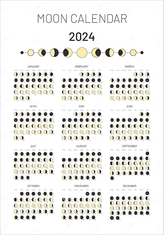2025 Year Moon Calendar Template, Moonlight Activity Stages Planner