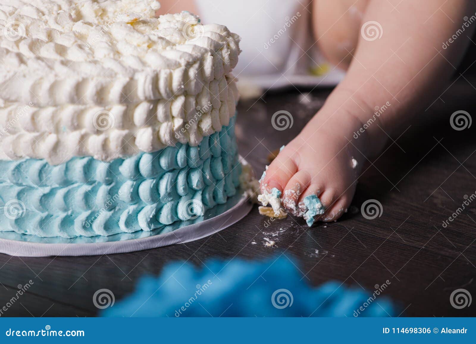 1 Year Old Baby Boy Celebrating His First Birthday Stock Photo