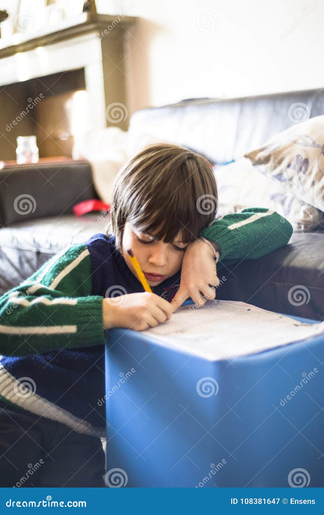 6 Year Old Child Writes Stock Image Image Of Learning 108381647