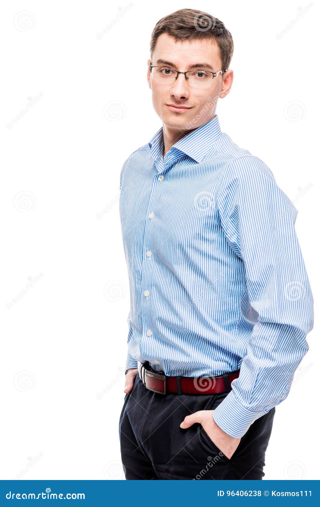 25 Year Old Entrepreneur in Blue Shirt on White Stock Photo Image of