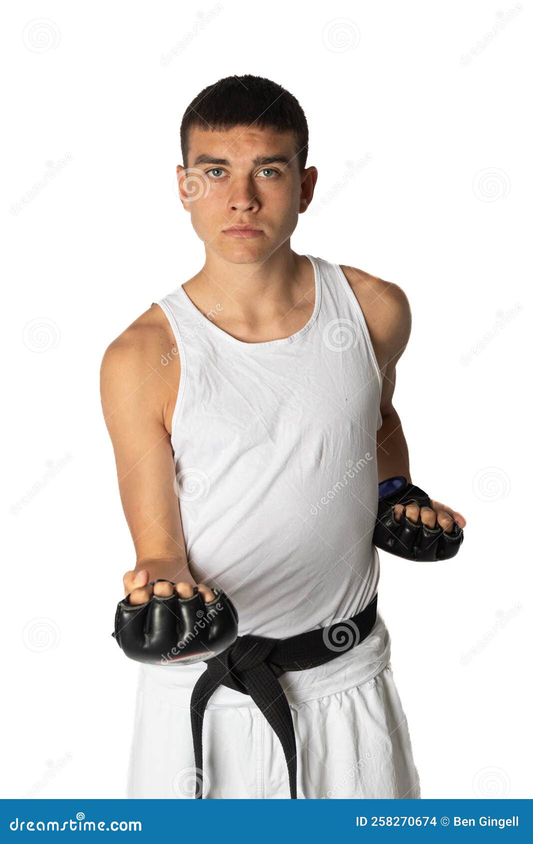 Teenage Boy Doing a Karate Strike Stock Photo - Image of defend, short ...