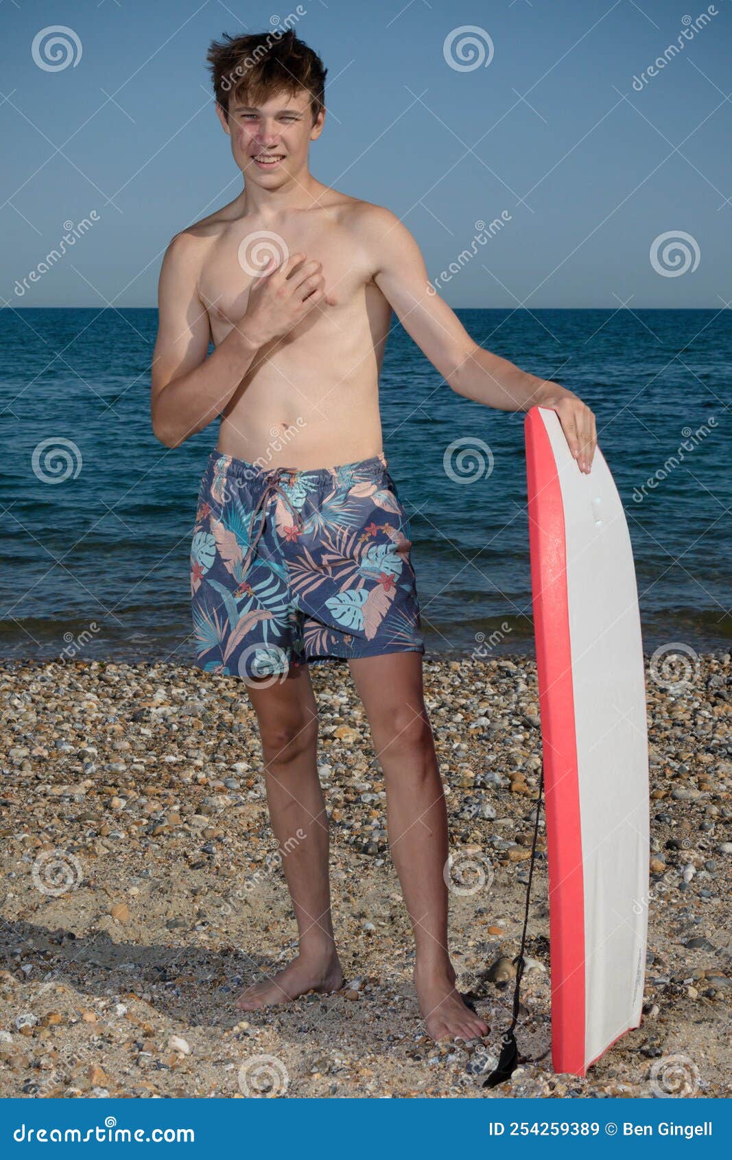 A 17 Year Old Teenage Boy with a Body Board Stock Image - Image of ...