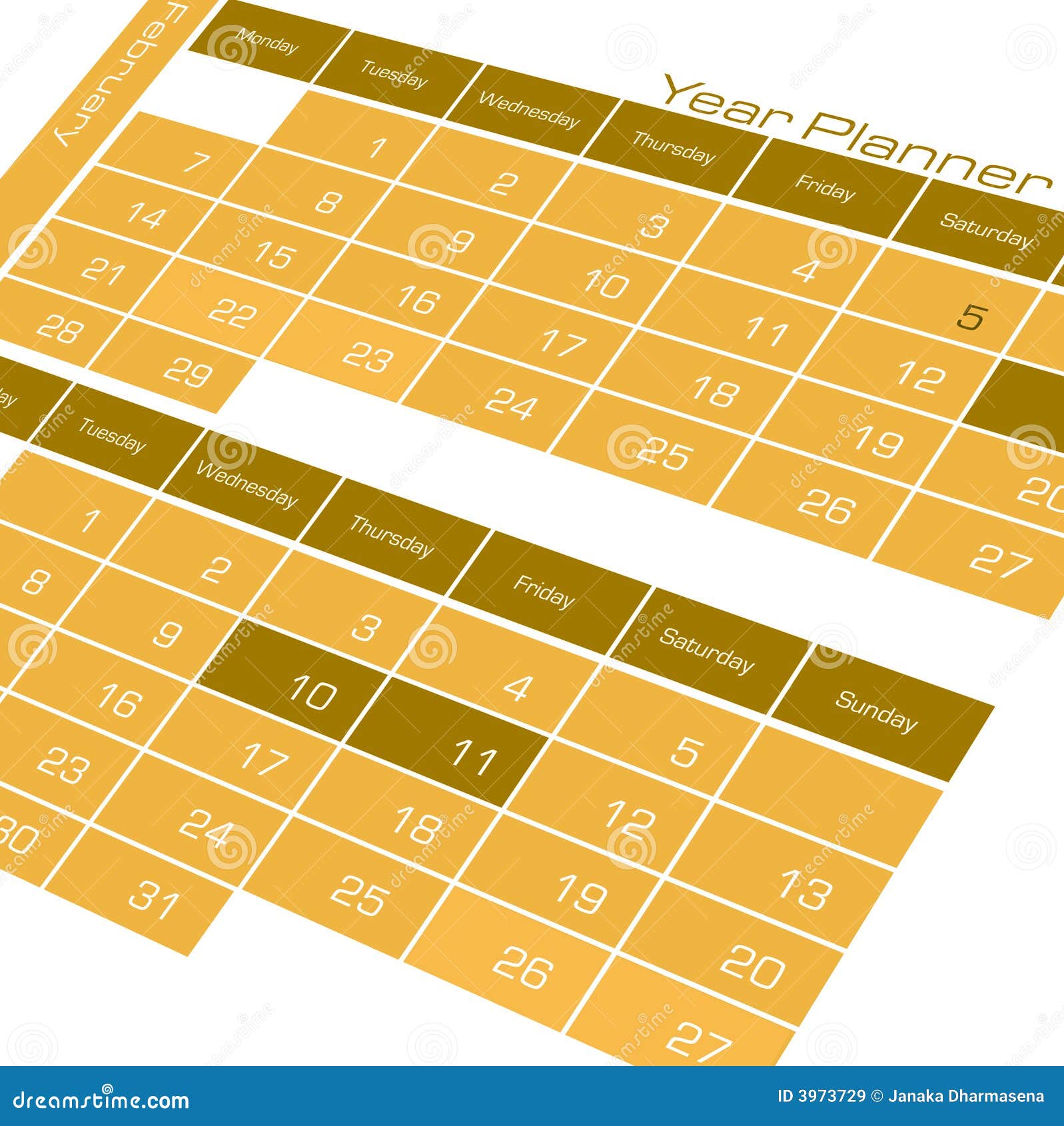 Year planner Calendar stock illustration. Illustration of saturday