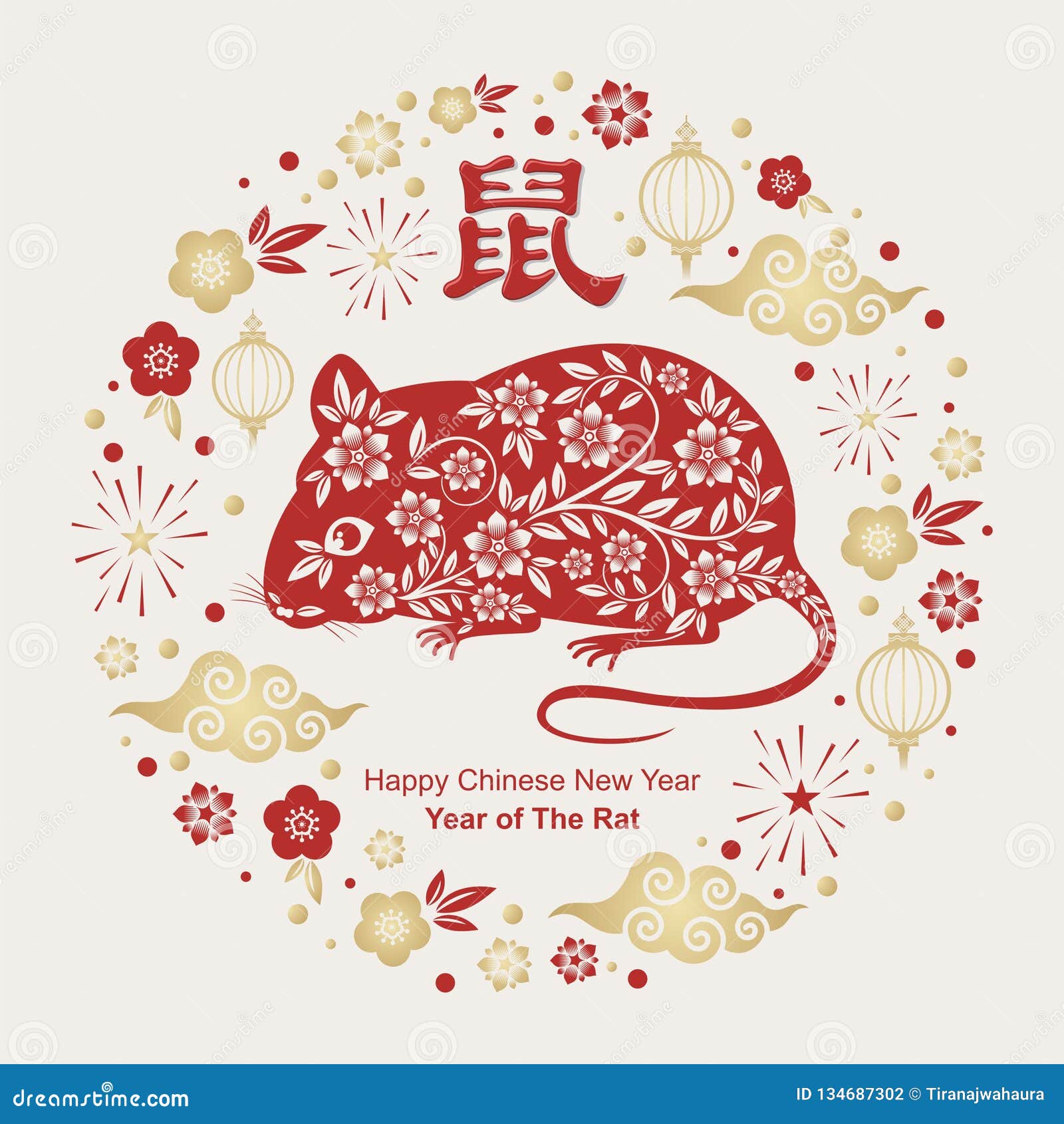 Year Of The Rat, Chinese New Year Vector Design Stock Vector - Illustration of culture ...1600 x 1689