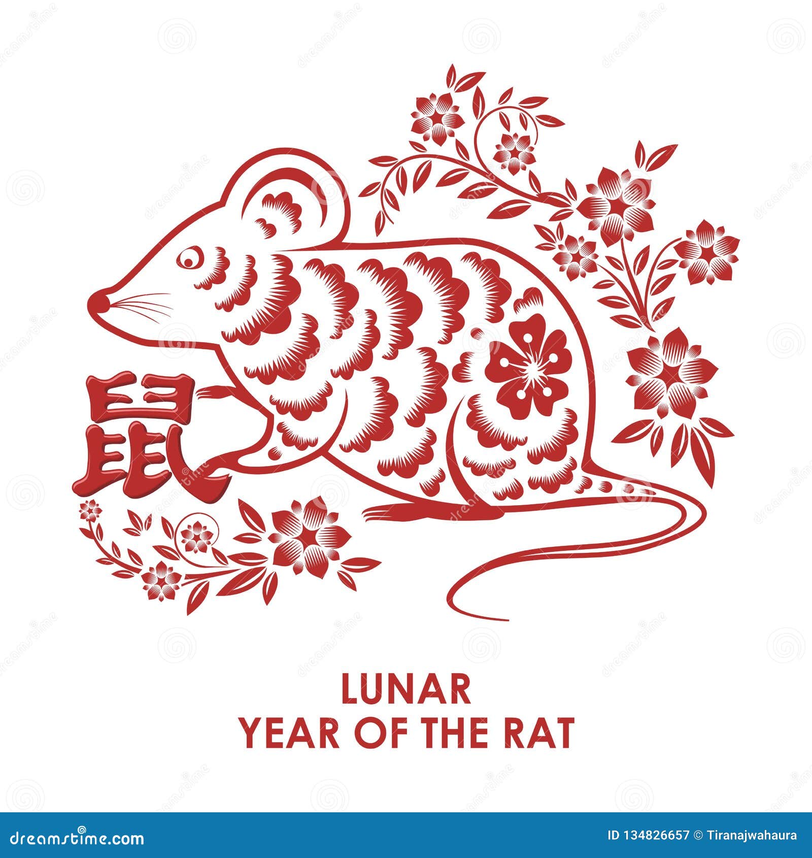 Year Of The Rat, Chinese New Year Vector Design Stock Vector - Illustration of ...