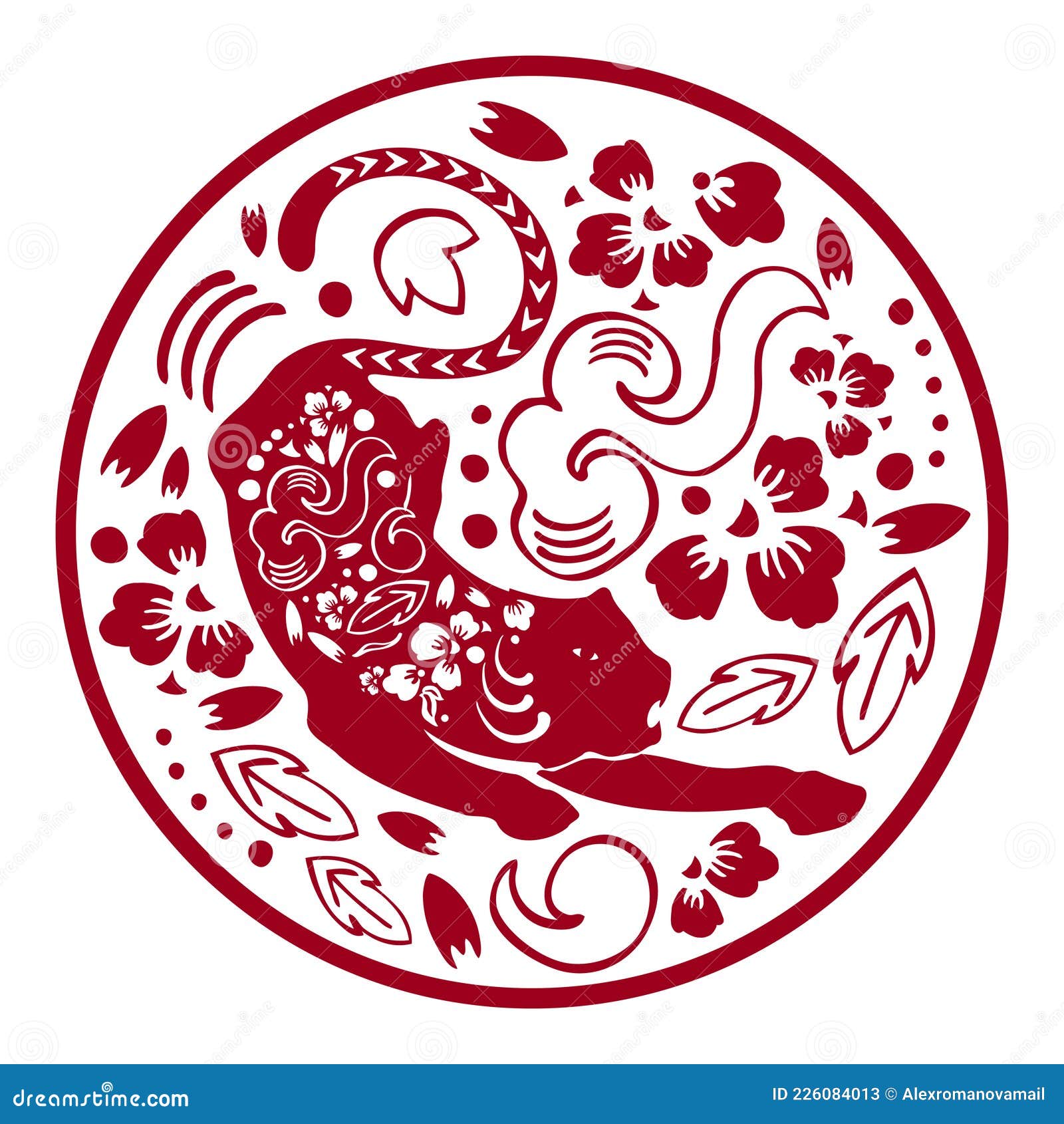 The Year of the Tiger Round Composition. Chinese Zodiac Character Stock ...