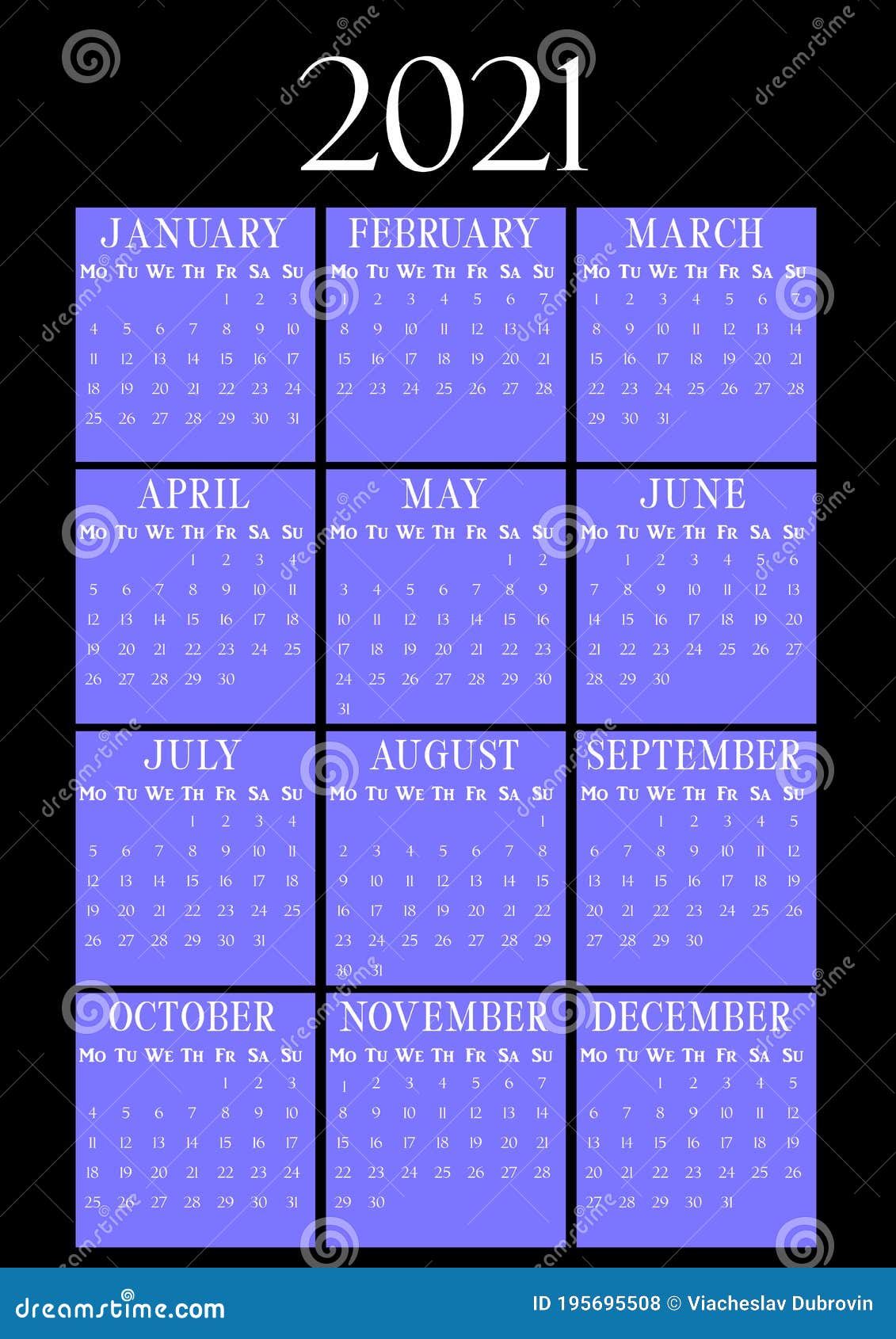 Diploma Ramkoers Oogverblindend 2021 Year Vertical Calendar on A4 Paper Format. Black and Blue Wall Calendar  Stock Illustration - Illustration of october, planning: 195695508
