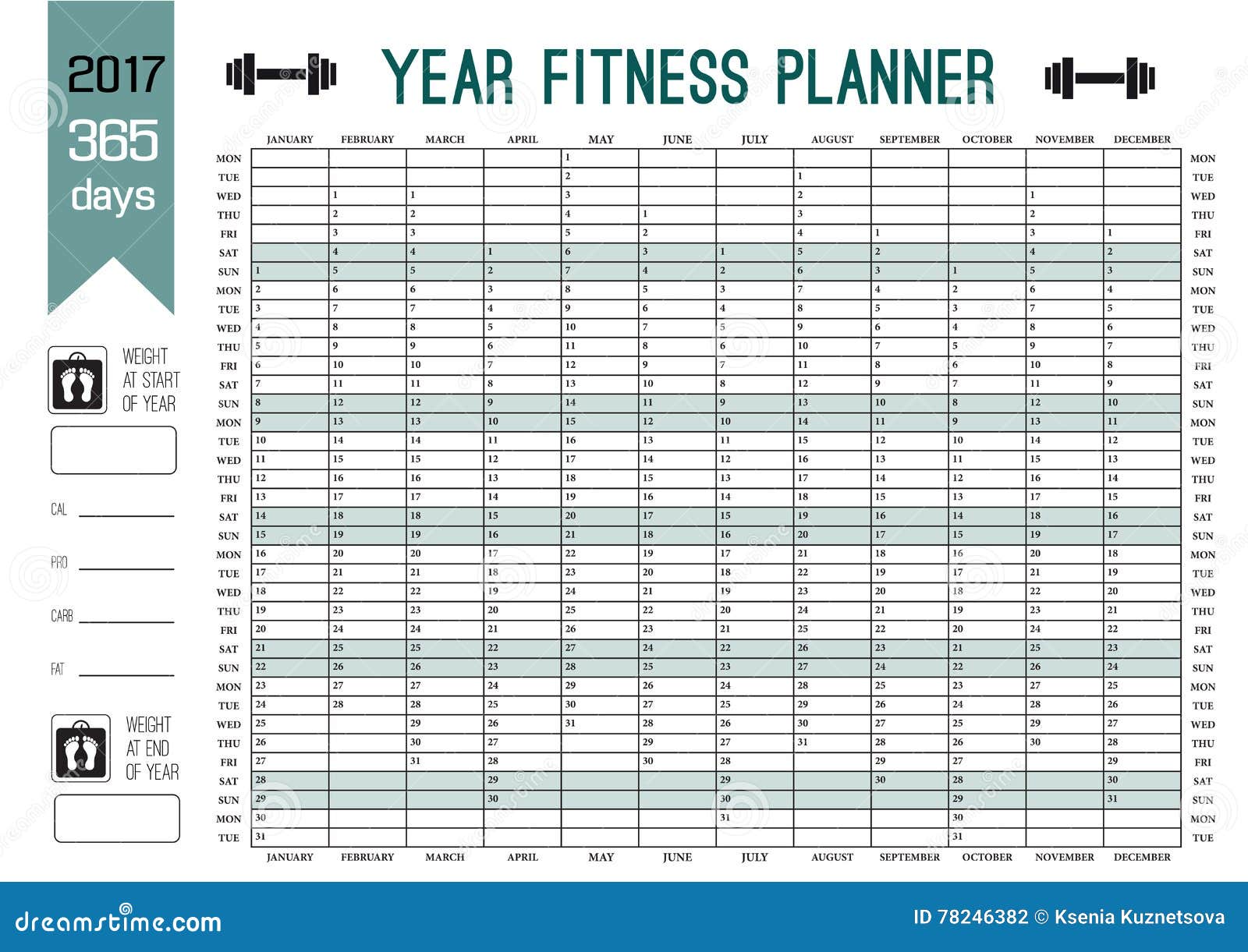 fitness calendar templates