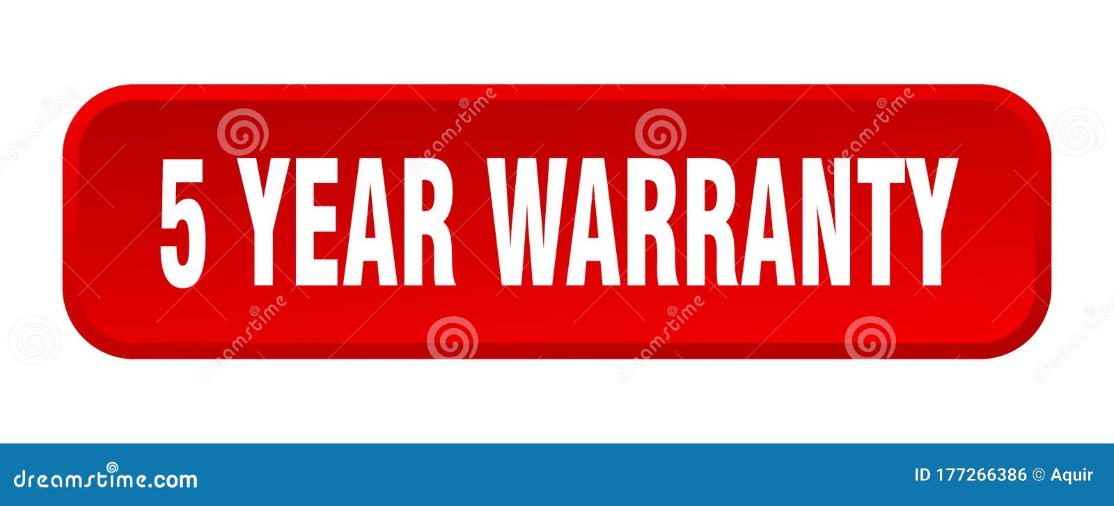 5 year warranty button. 5 year warranty square 3d push button.
