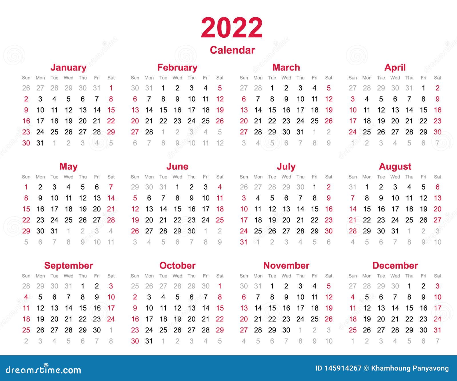 2022 Yearly Calendar 12 Months Yearly Calendar Set In 2022 Set Of Calendar Year 2022 Calendar Template Stock Vector Illustration Of February Period 145914267