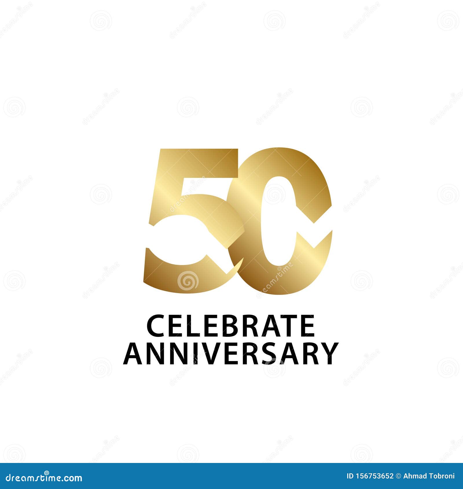 50 Years Anniversary Celebrate Gold Vector Template Design Illustration