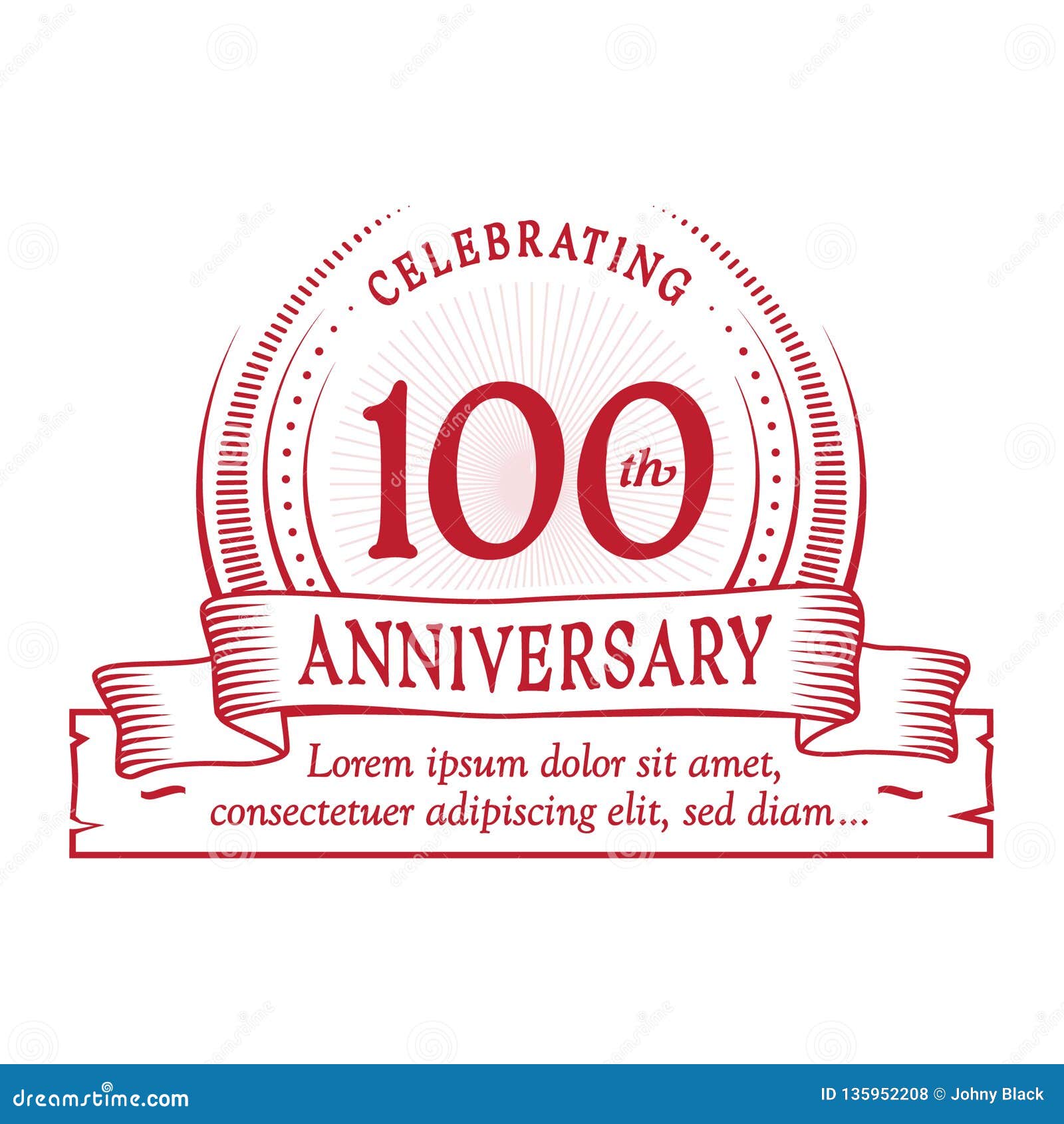 100th Anniversary Design Template. 100 Years Logo. One Hundred Years