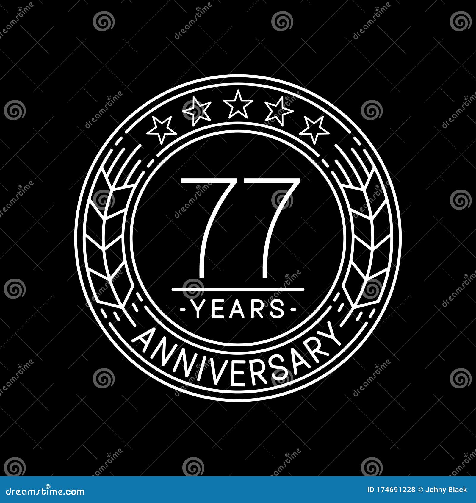 77 years anniversary celebration logo template. 77th line art  and .