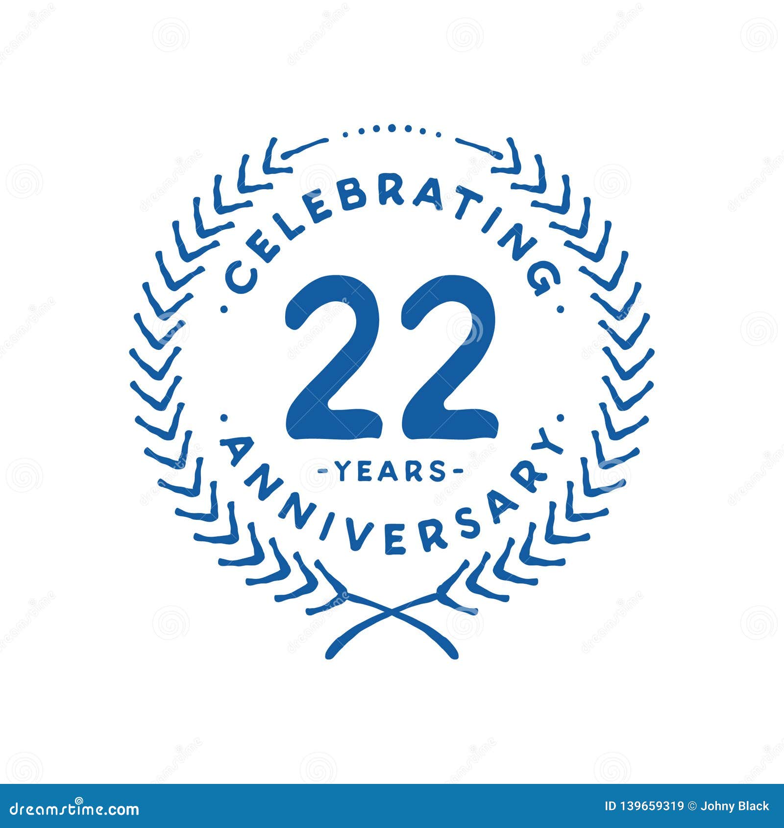 22 Years Design Template. 22nd Vector And Illustration Stock Vector