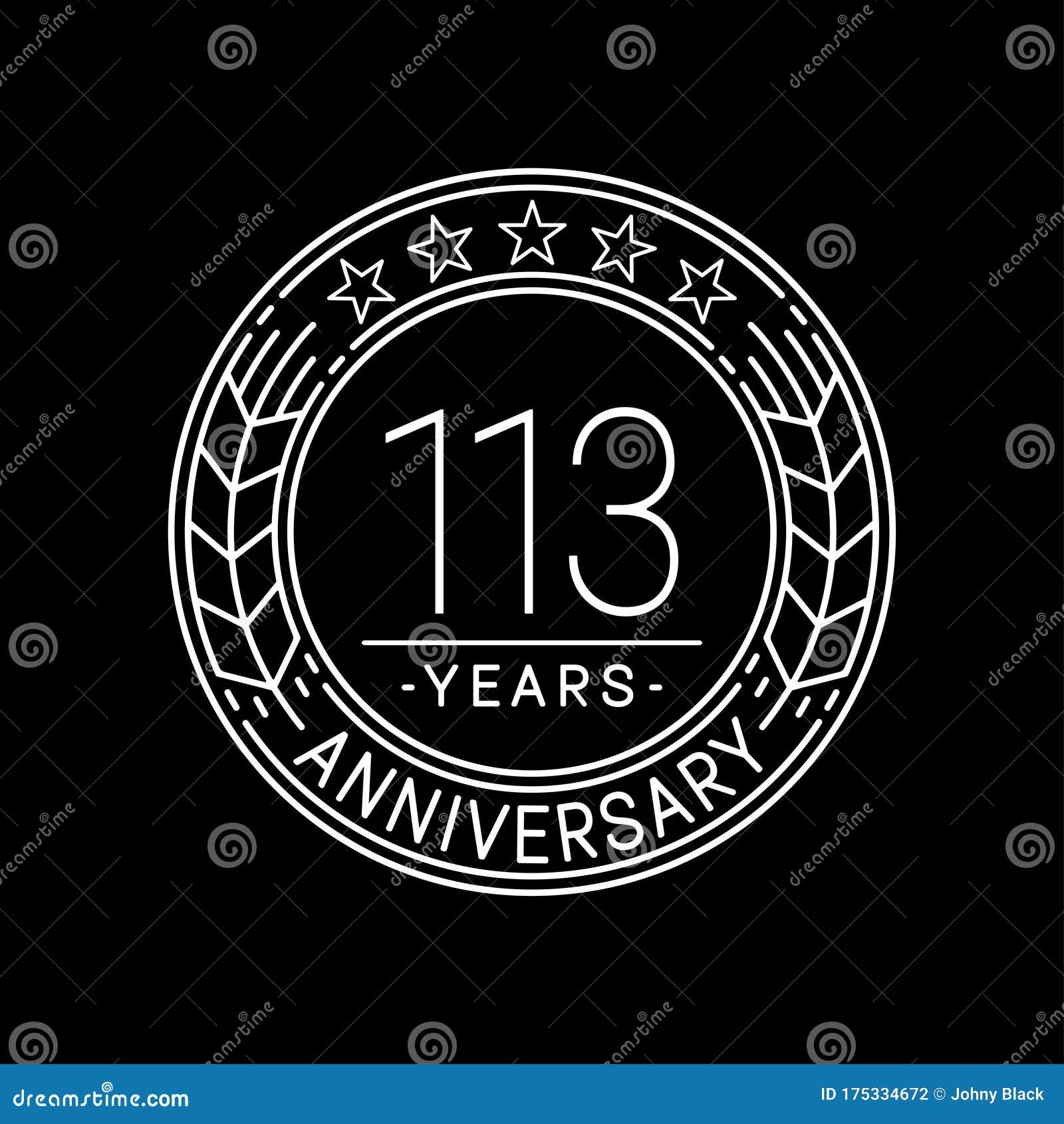 113 Years Anniversary Celebration Logo Template 113th Line Art Vector