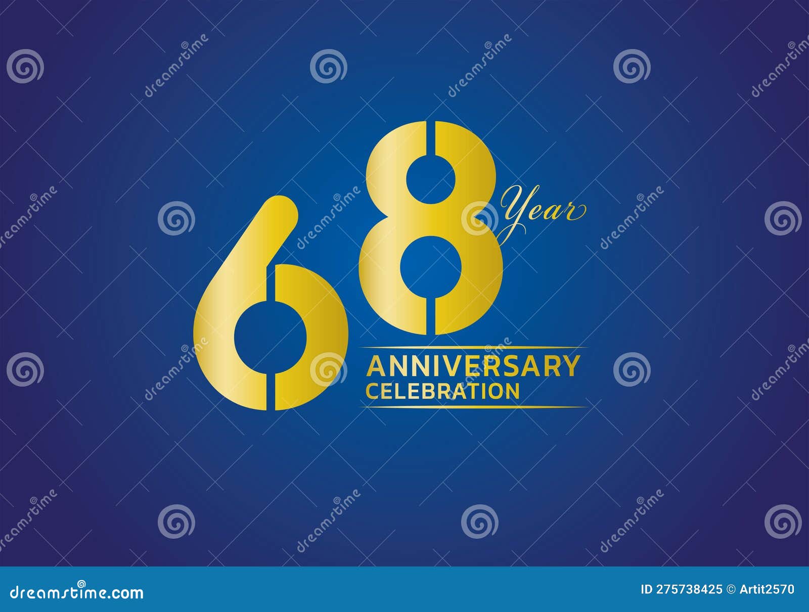 68 Years Anniversary Celebration Logotype Gold Color Vector, 68th ...