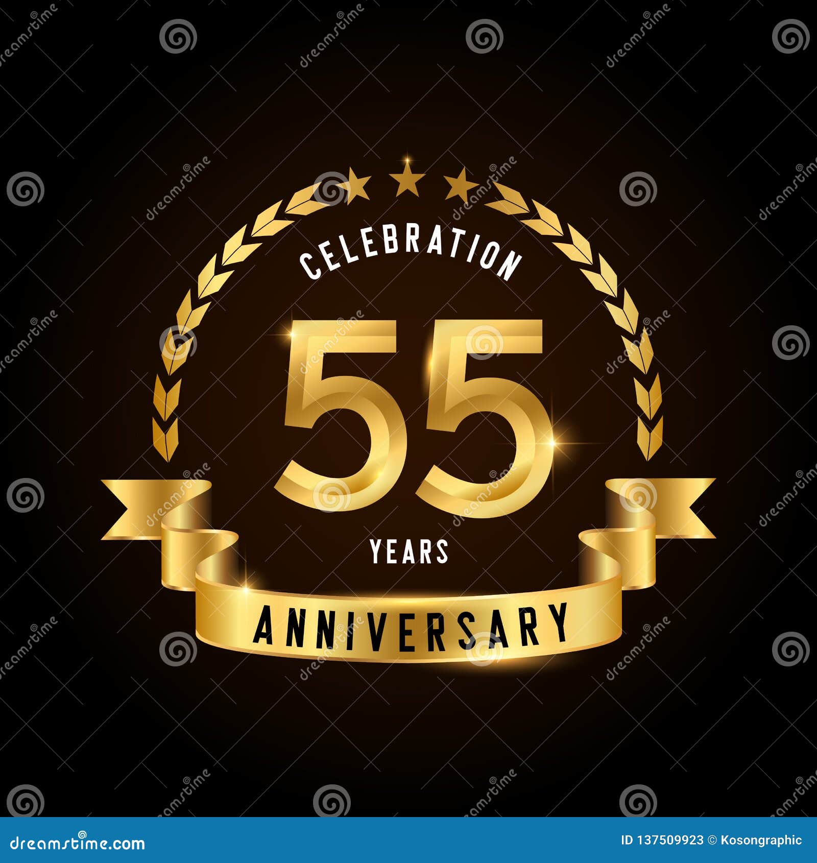 55 Years Anniversary Celebration Logotype. Golden Anniversary Emblem ...